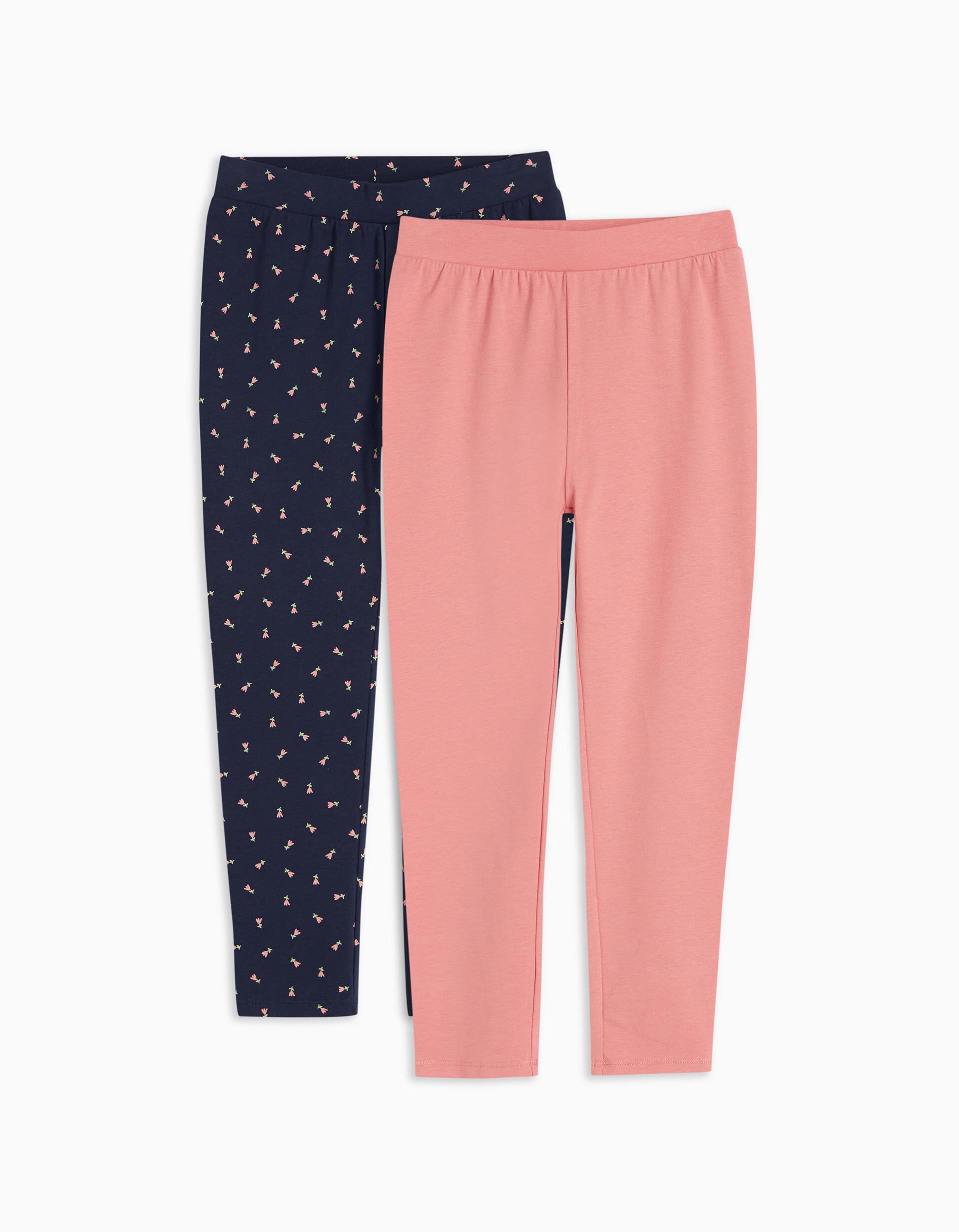 Comprar Online Pack 2 Pairs of Leggings, Girl, Light Pink/Dark Blue