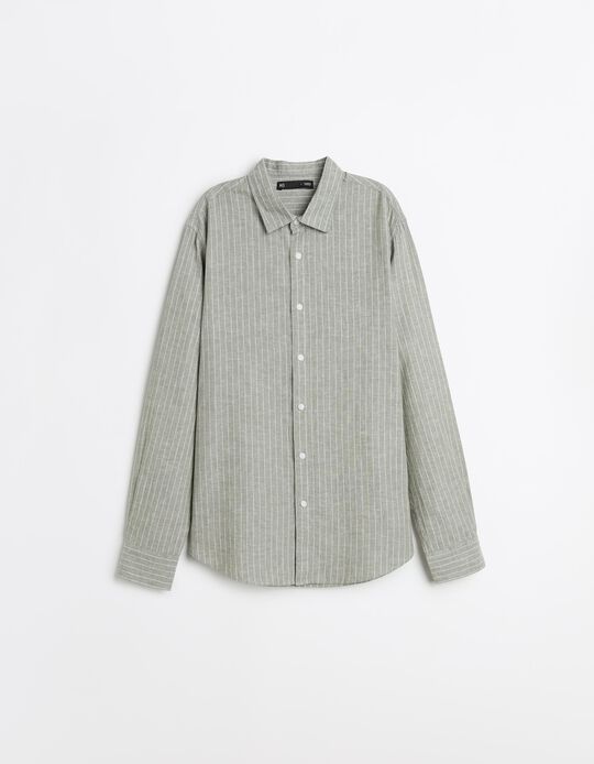 Comprar Online Camisa Riscas com Linho, Homem, Verde