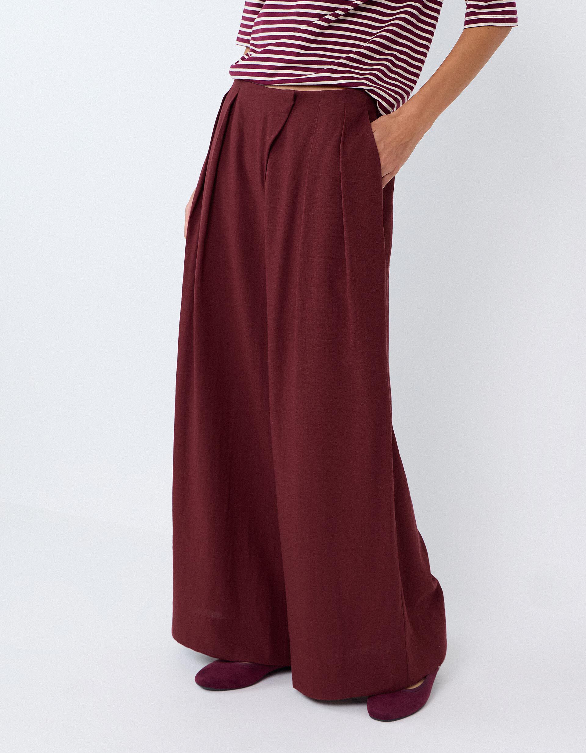 Comprar Online Cal&ccedil;as Wide Leg, Mulher, Vermelho Escuro