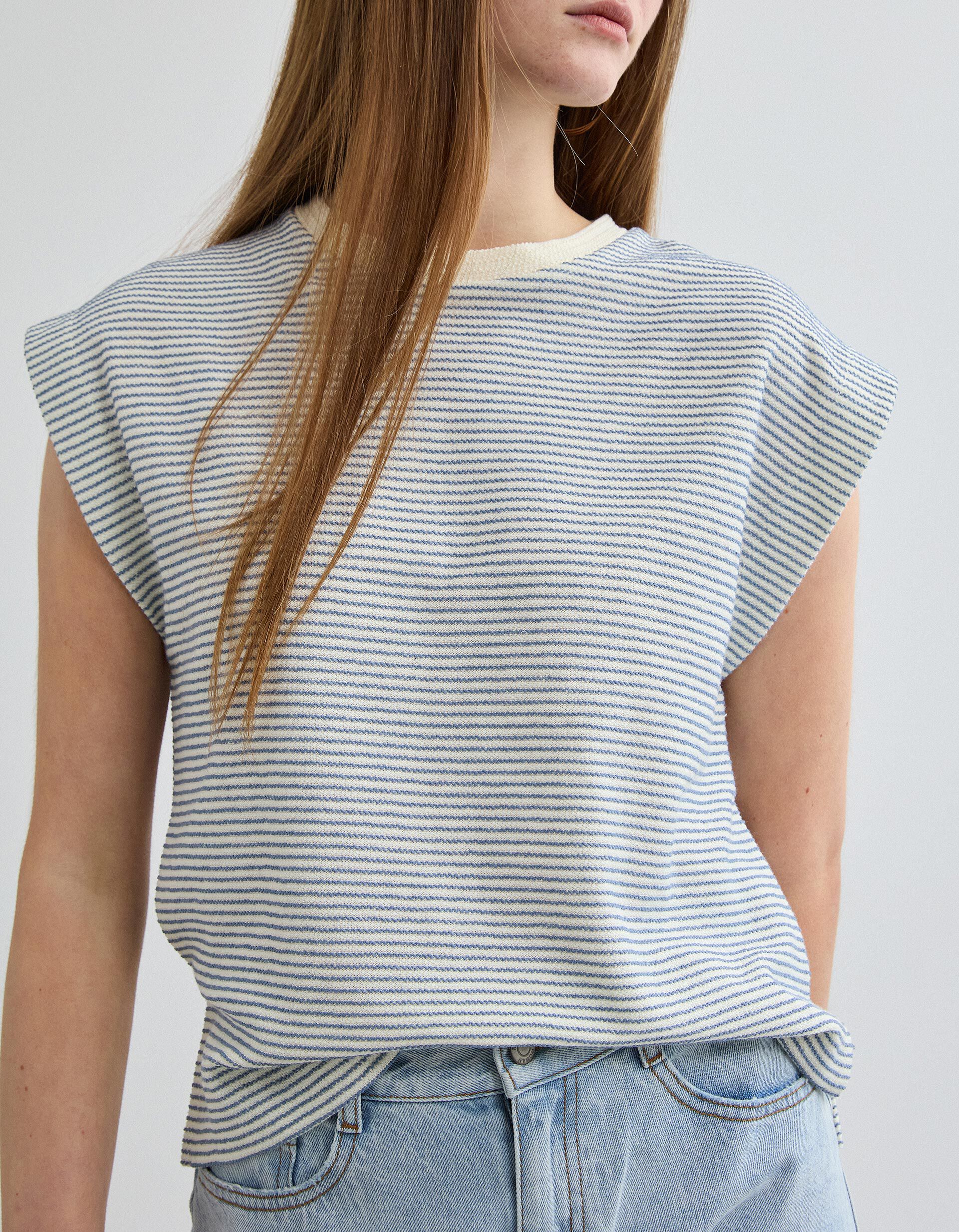 Comprar Online T-shirt Riscas, Mulher, Bege Claro