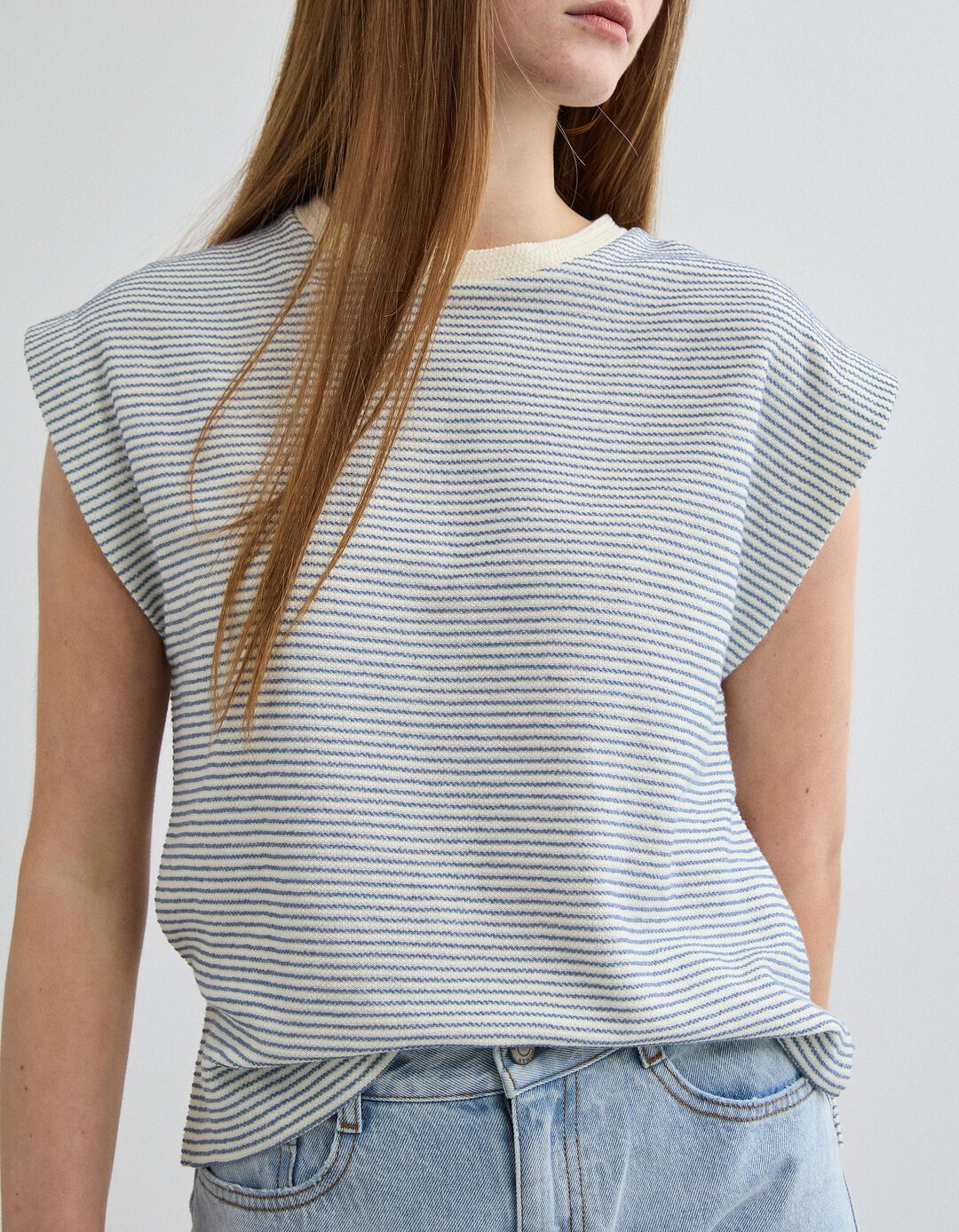 T-shirt Riscas, Mulher, Bege Claro