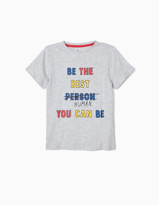 T-shirt para Menino 'Best Human', Cinza