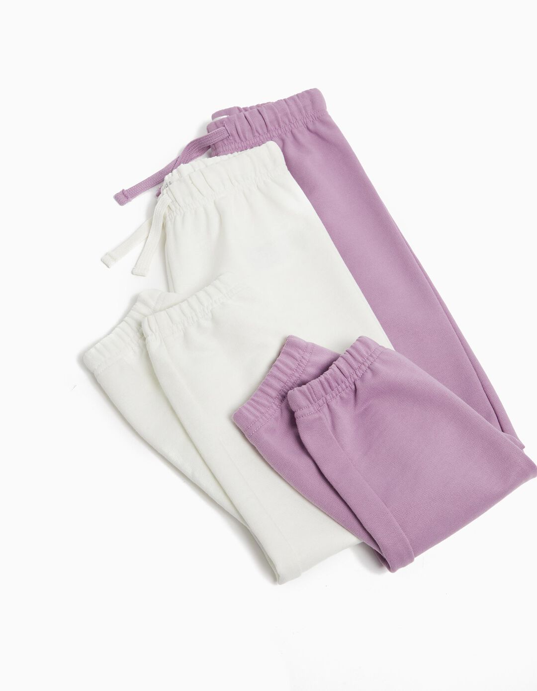 Pack 2 Joggers de Felpa, Beb&eacute; Menina, Lil&aacute;s/Bege Claro
