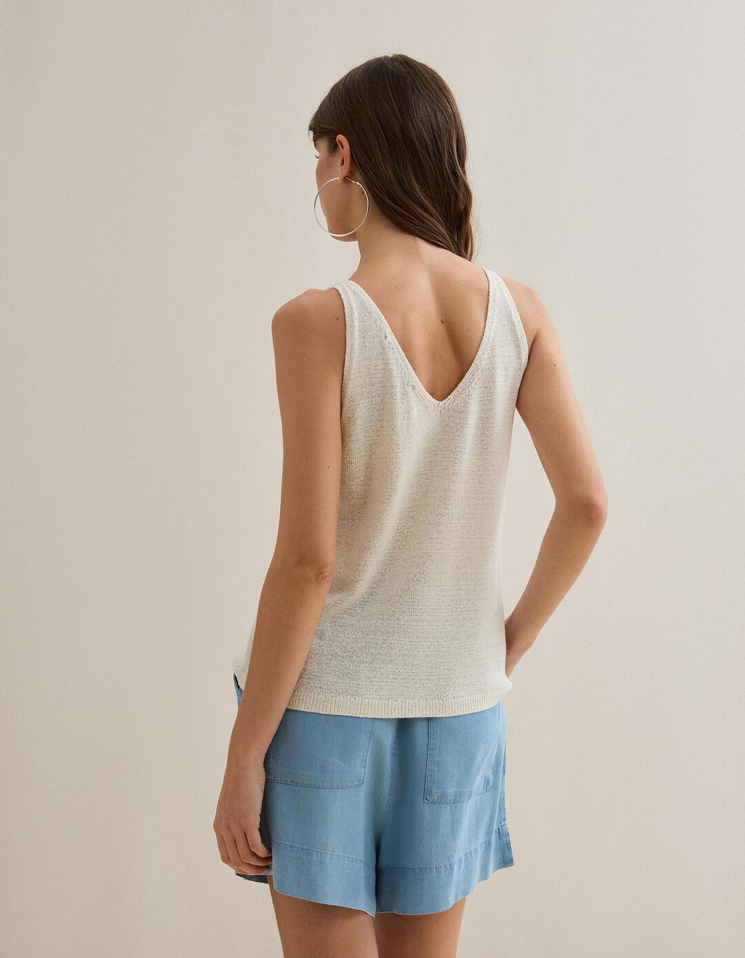 Top de Al&ccedil;as, Mulher, Bege Claro