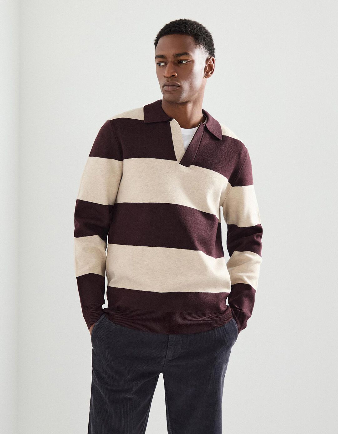 Polo de Malha, Homem, Castanho Escuro