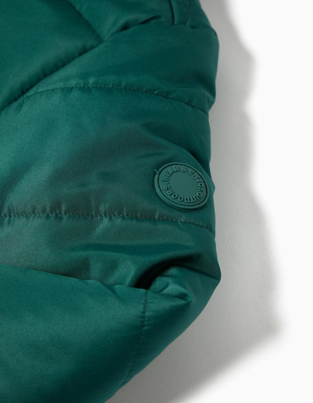Casaco Acolchoado com Capuz, Menino, Verde Escuro