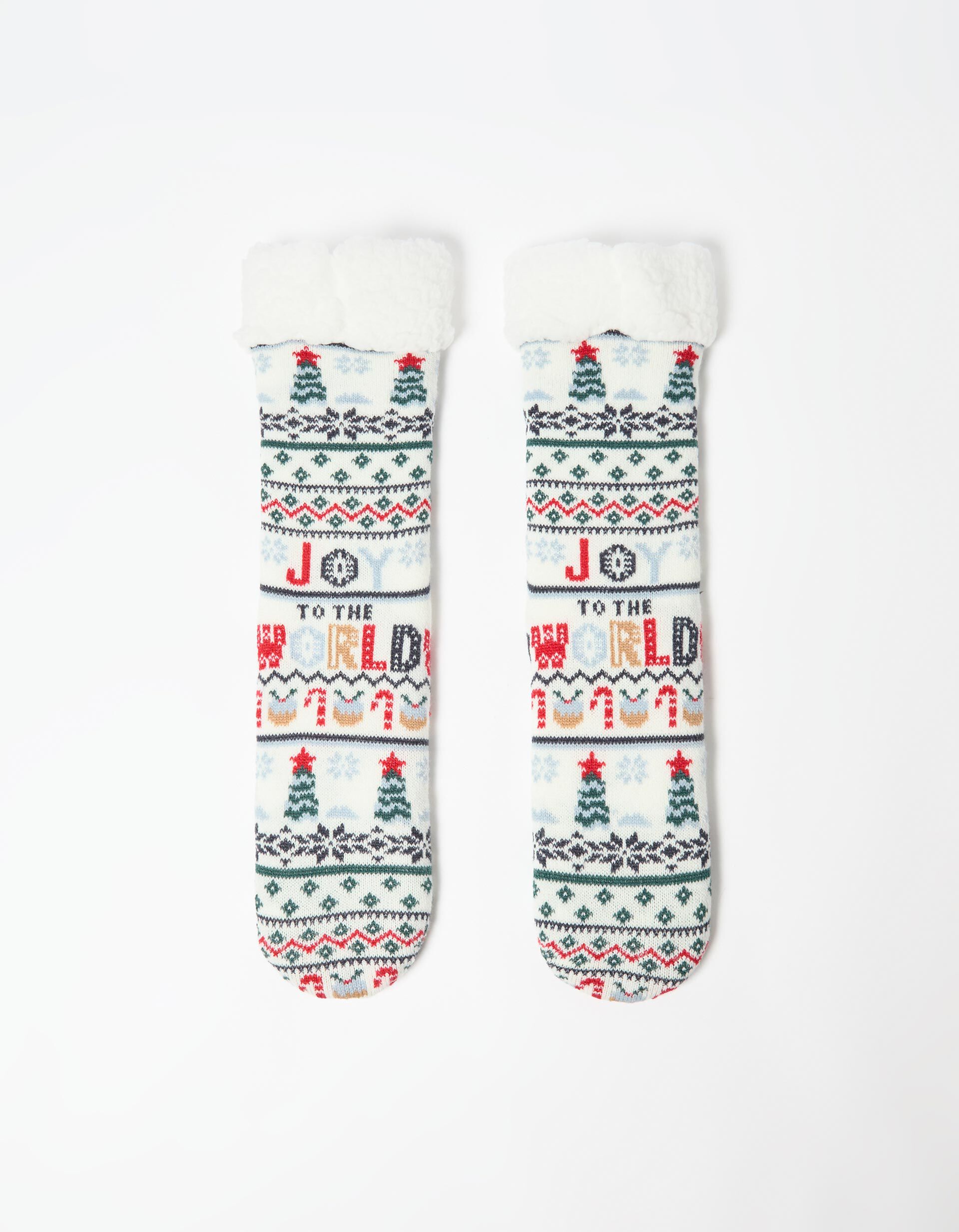 Comprar Online Meias Antiderrapantes de Natal, Homem, Bege Claro