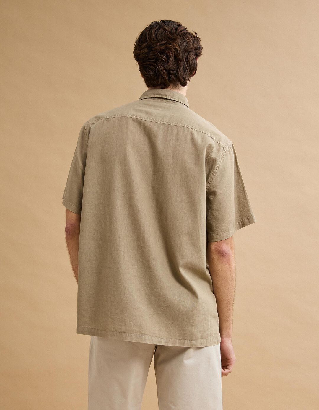 Camisa com Linho, Homem, Verde