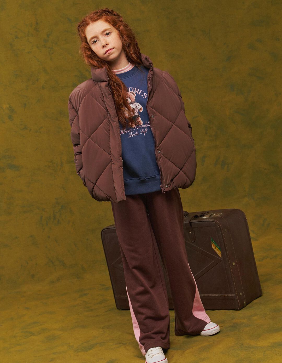 Blus&atilde;o Acolchoado, Menina, Castanho