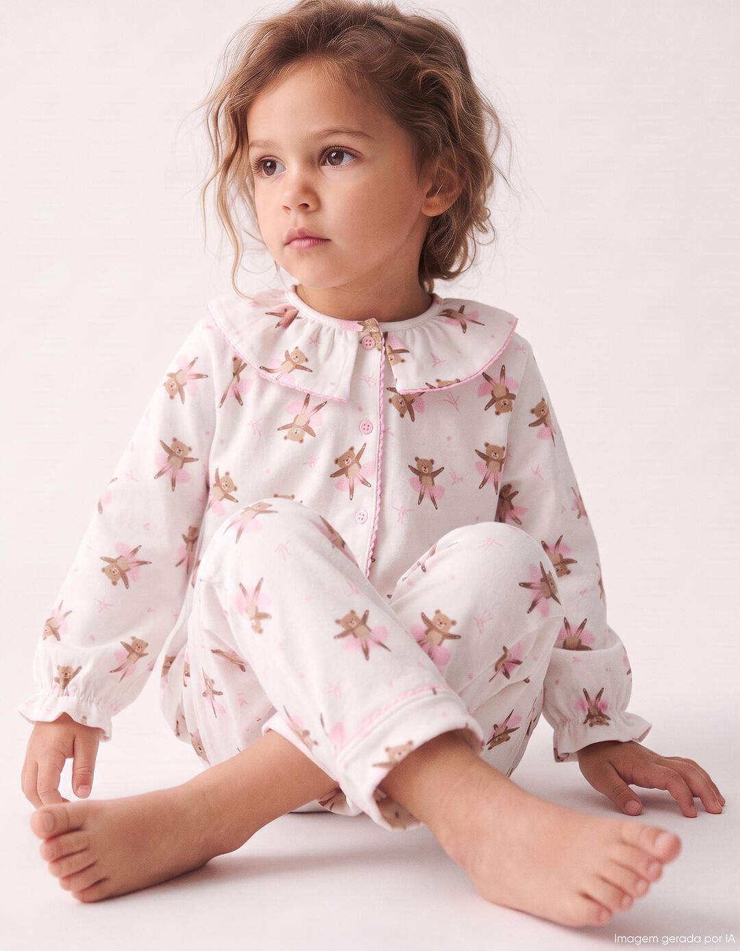 Pijama Camiseiro, Menina, Branco
