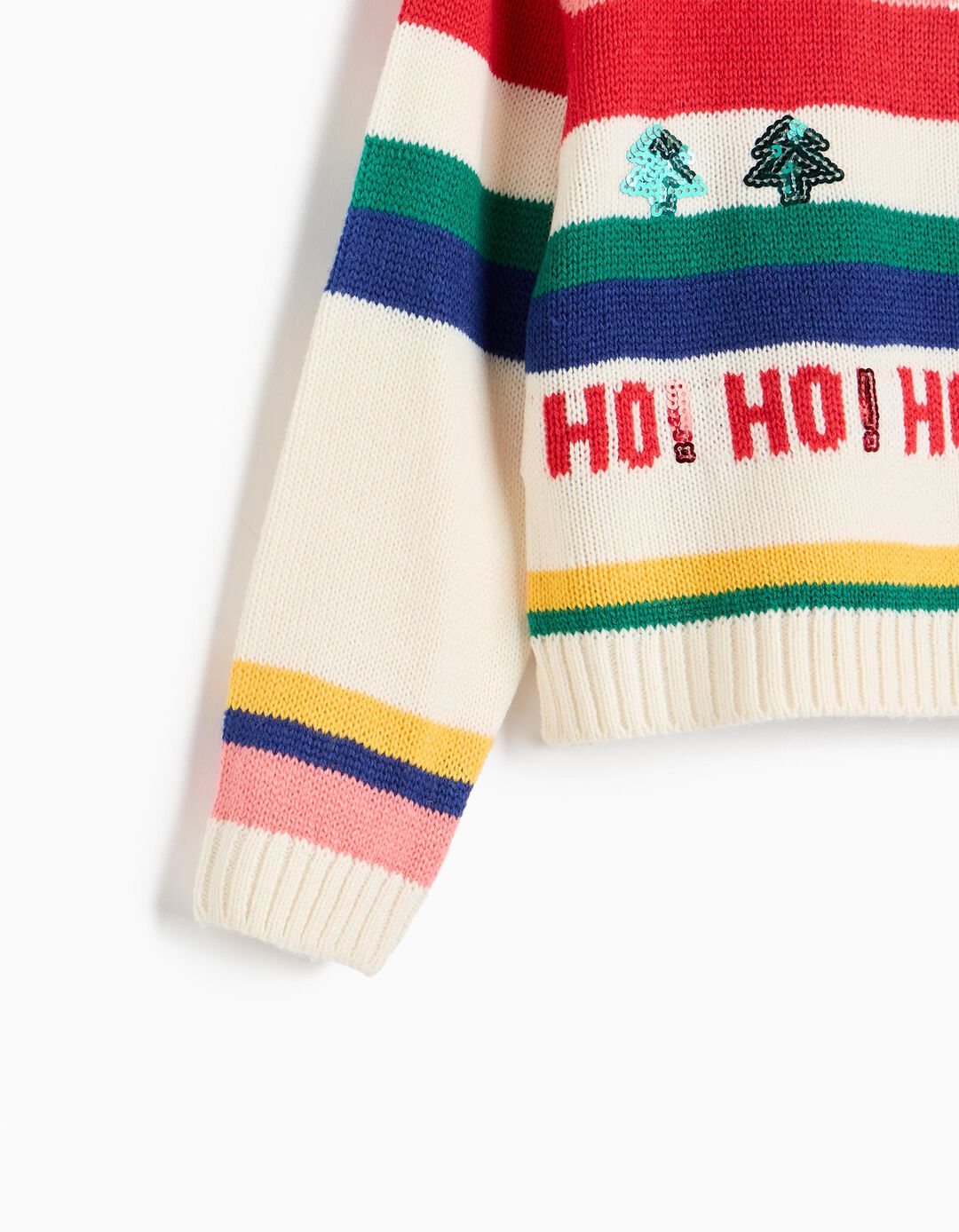 Camisola De Malha De Natal, Menina, Cru