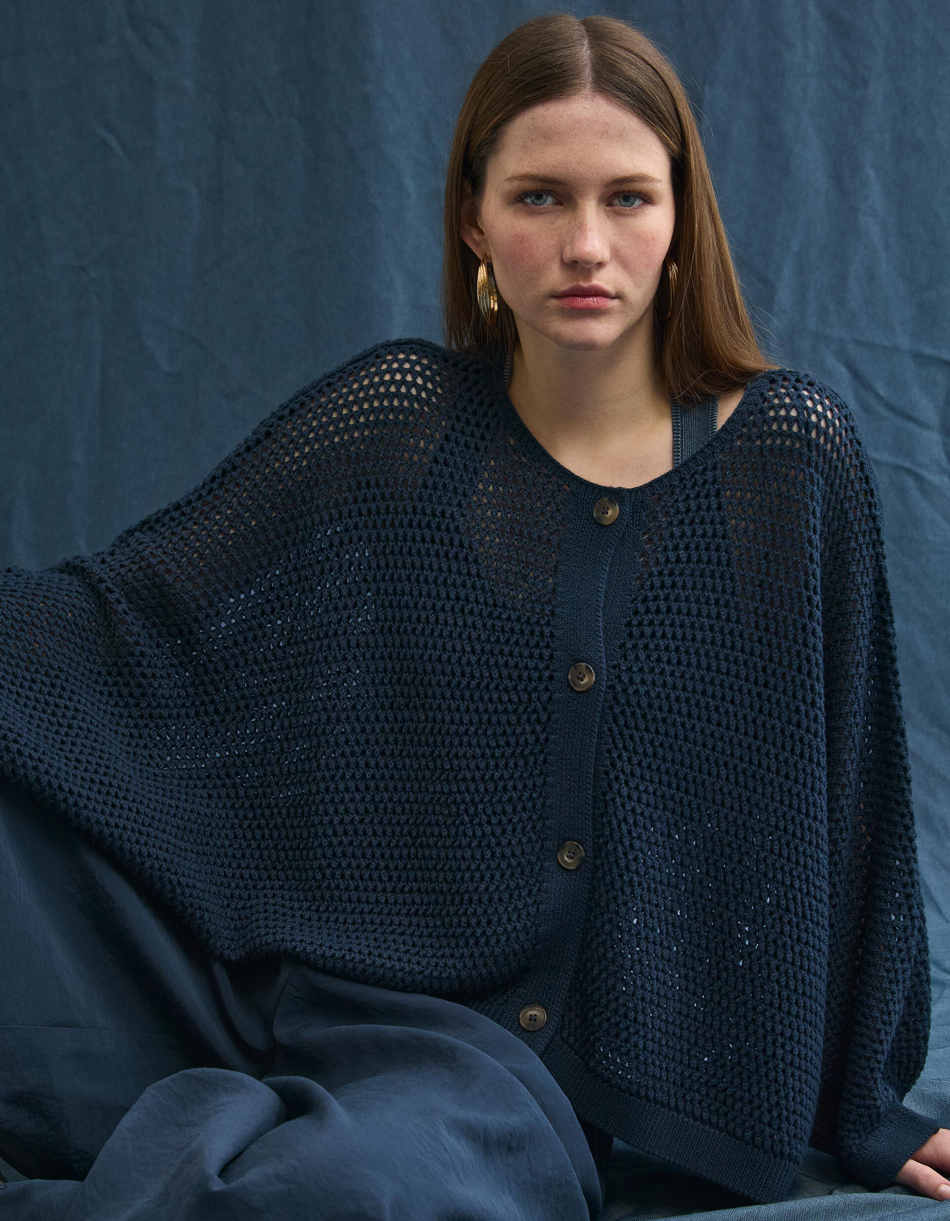 Comprar Online Casaco de Malha, Mulher, Azul Escuro