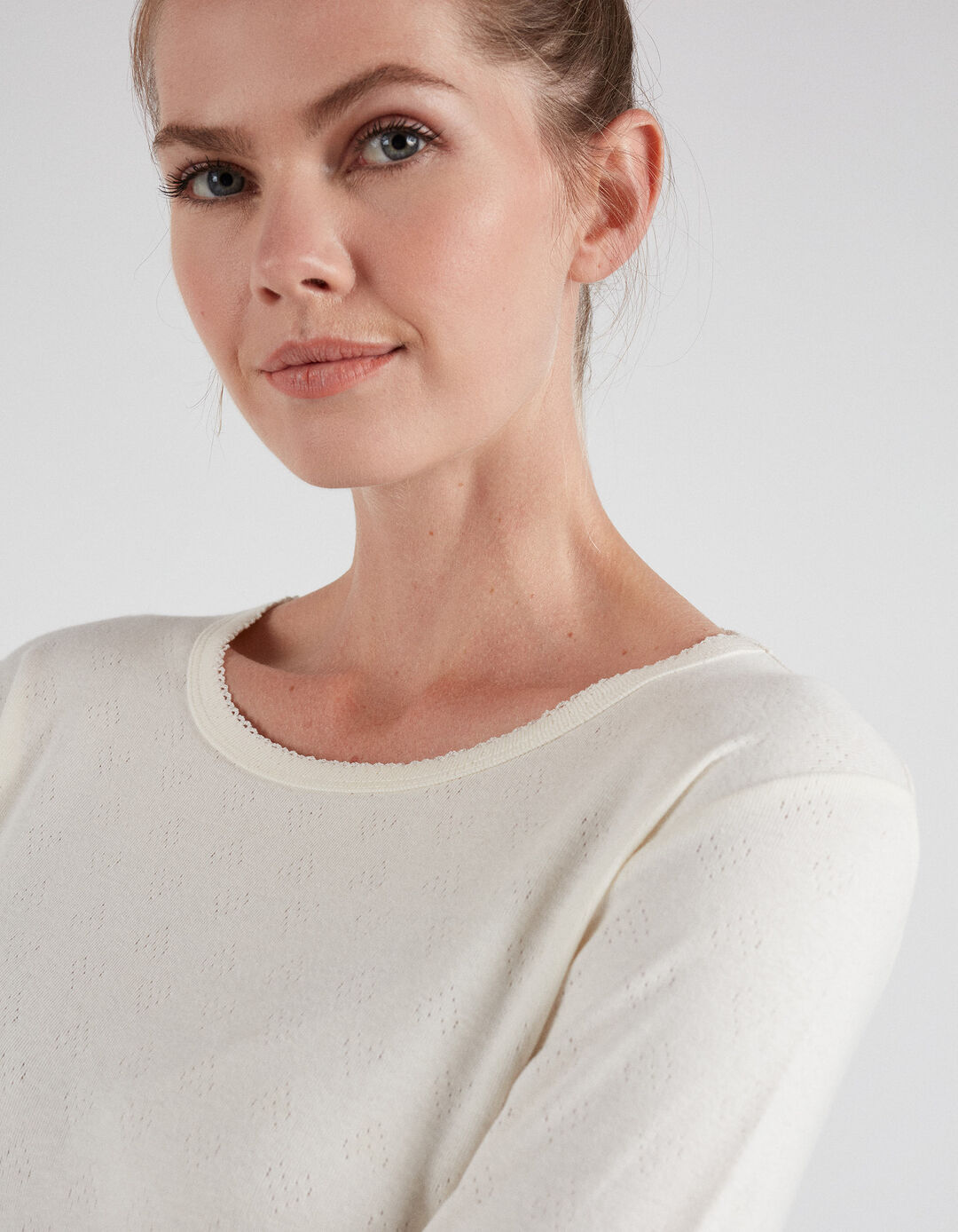 Pack 2 Microperforated Undershirts, Women, Light Beige