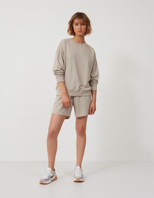 Fleece Shorts, Women, Beige