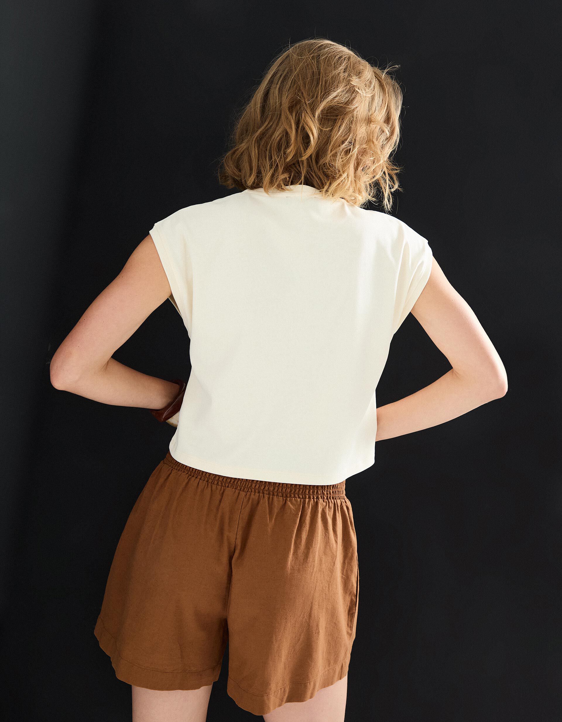 Comprar Online T-shirt sem Mangas, Mulher, Bege Claro