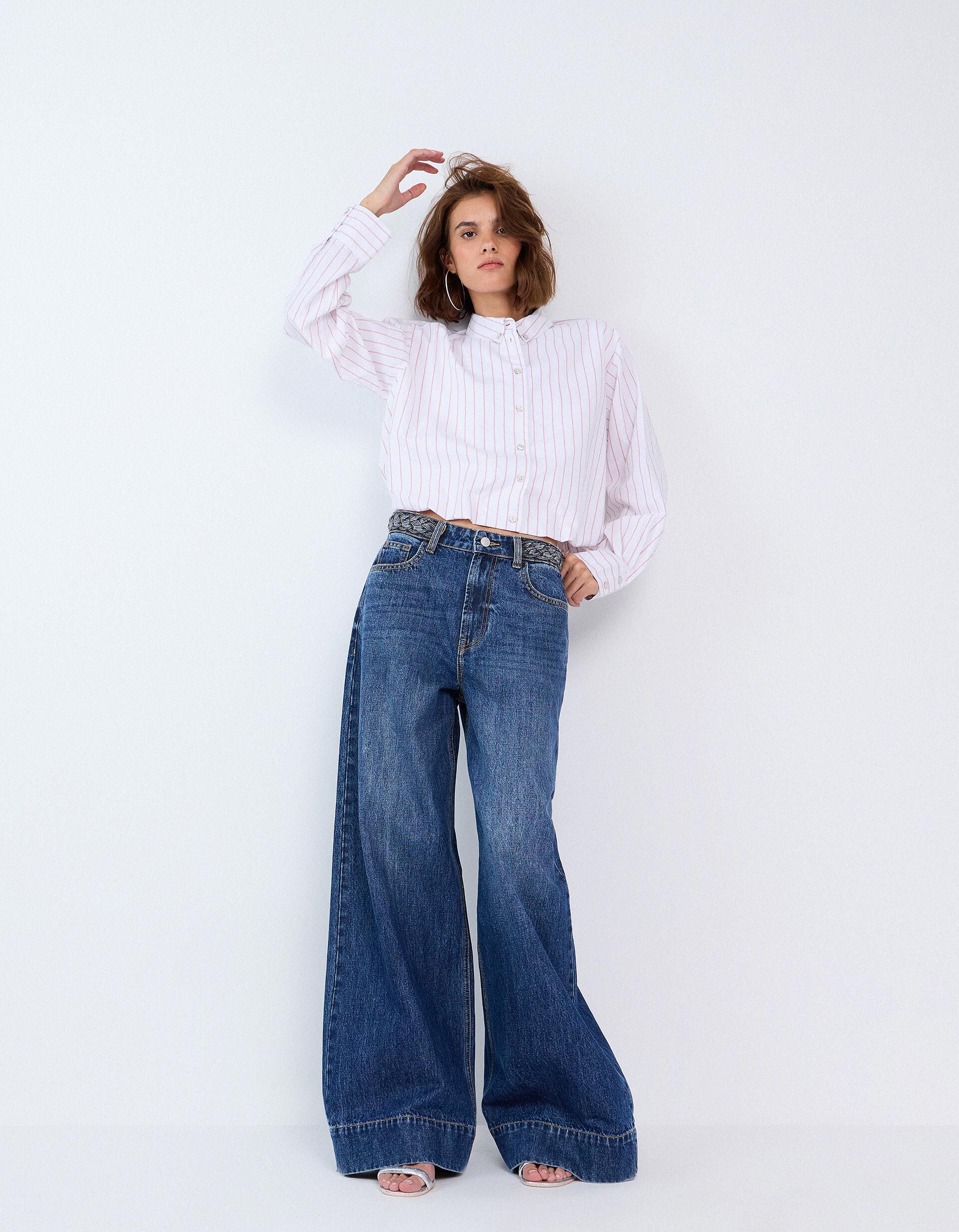 Comprar Online Cal&ccedil;as De Ganga Wide Leg, Mulher, Azul Escuro