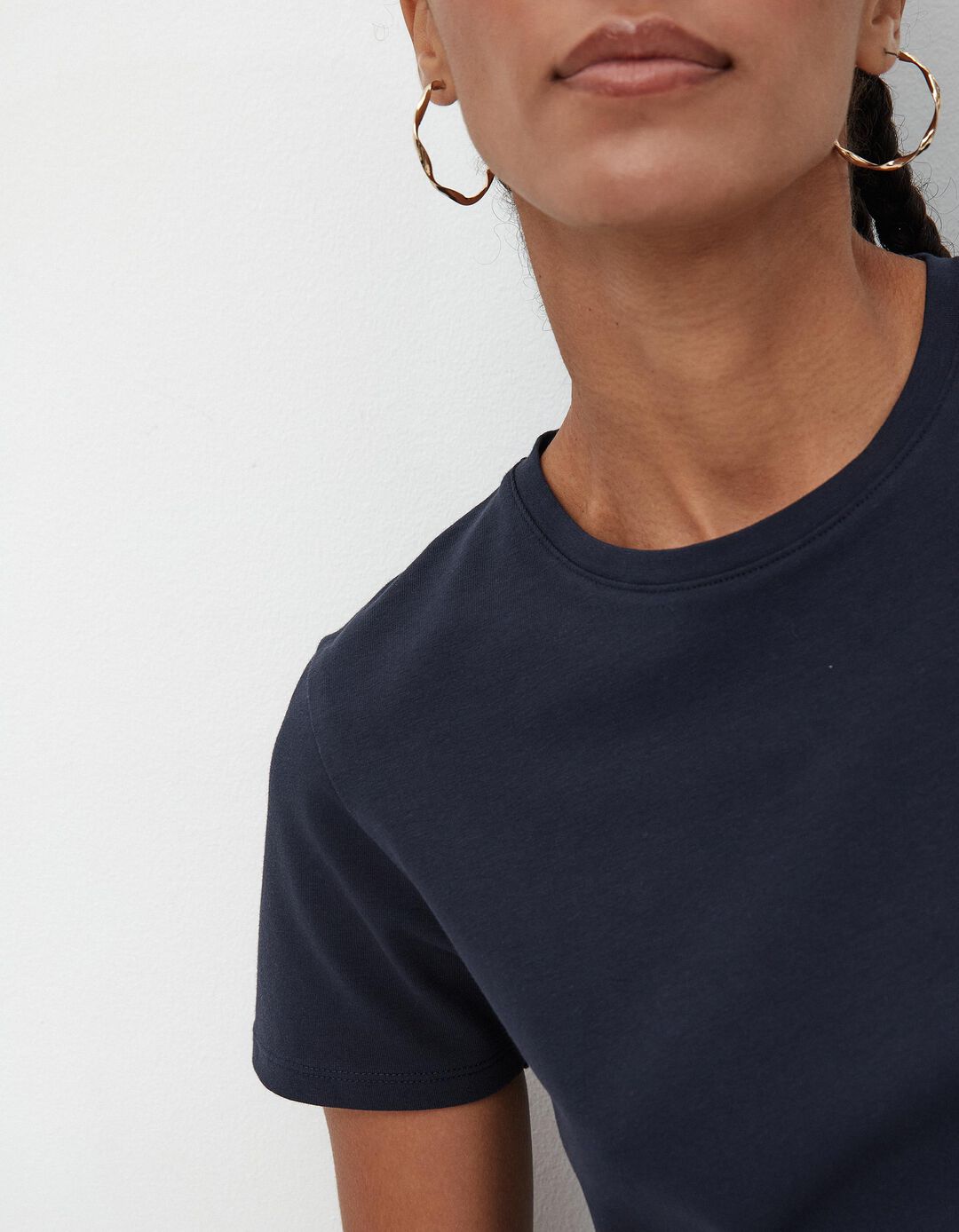 T-shirt B&aacute;sica, Mulher, Azul Escuro