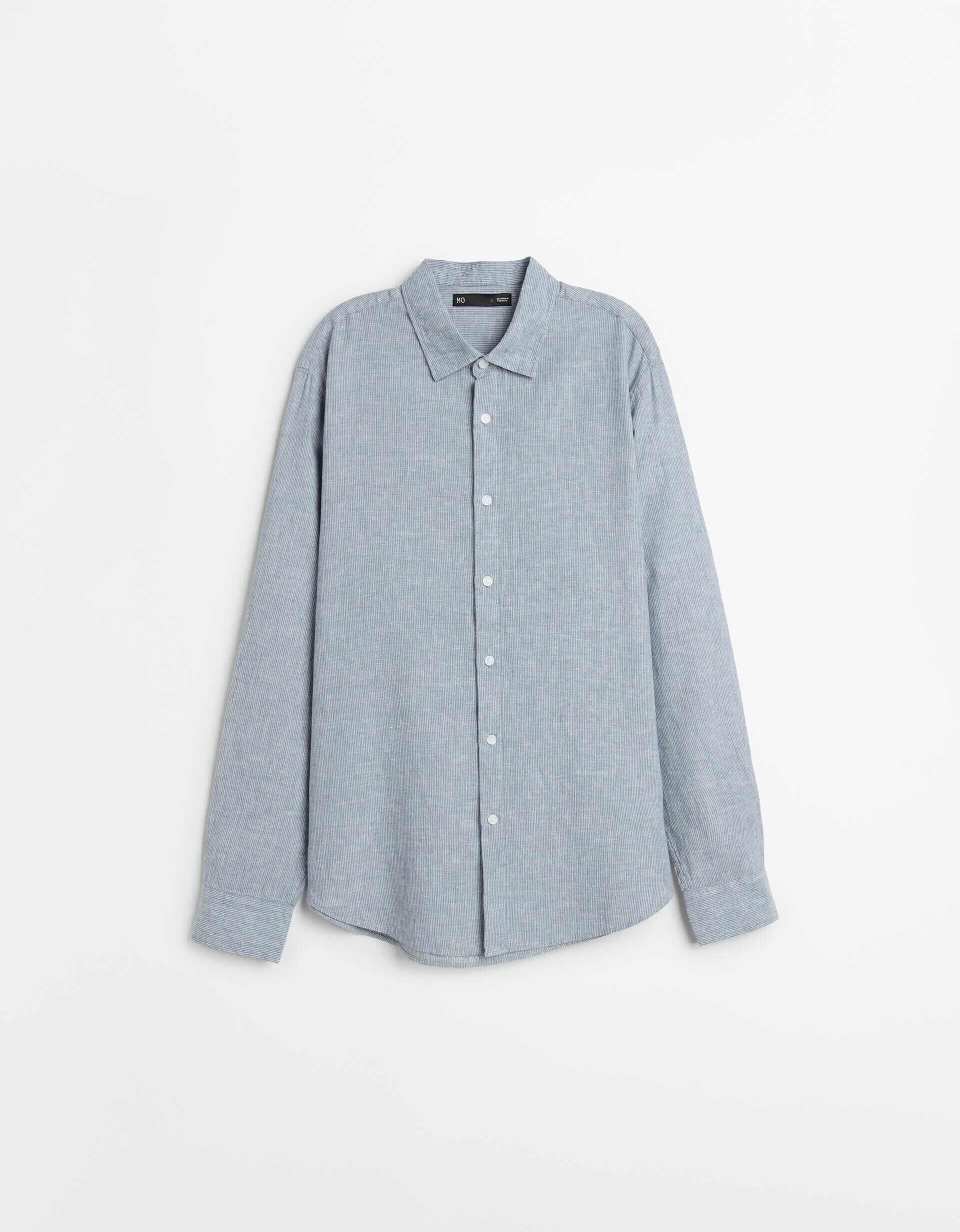 Comprar Online Camisa Riscas com Linho, Homem, Azul Escuro