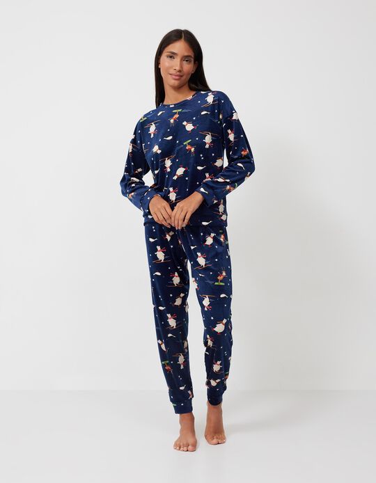 Pijama 'Natal', Mulher, Azul Escuro