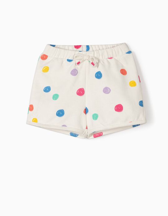 Cal&ccedil;&otilde;es para Beb&eacute; Menina com Pintas Coloridas, Branco