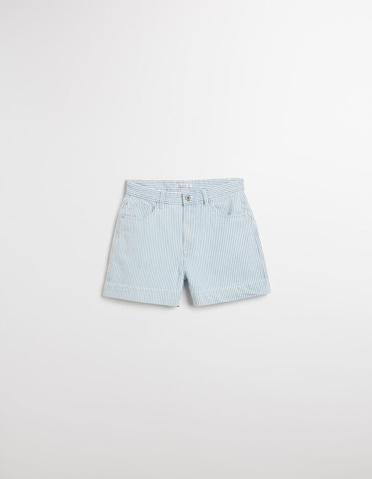 Comprar Online Calções de Riscas, Mulher, Azul