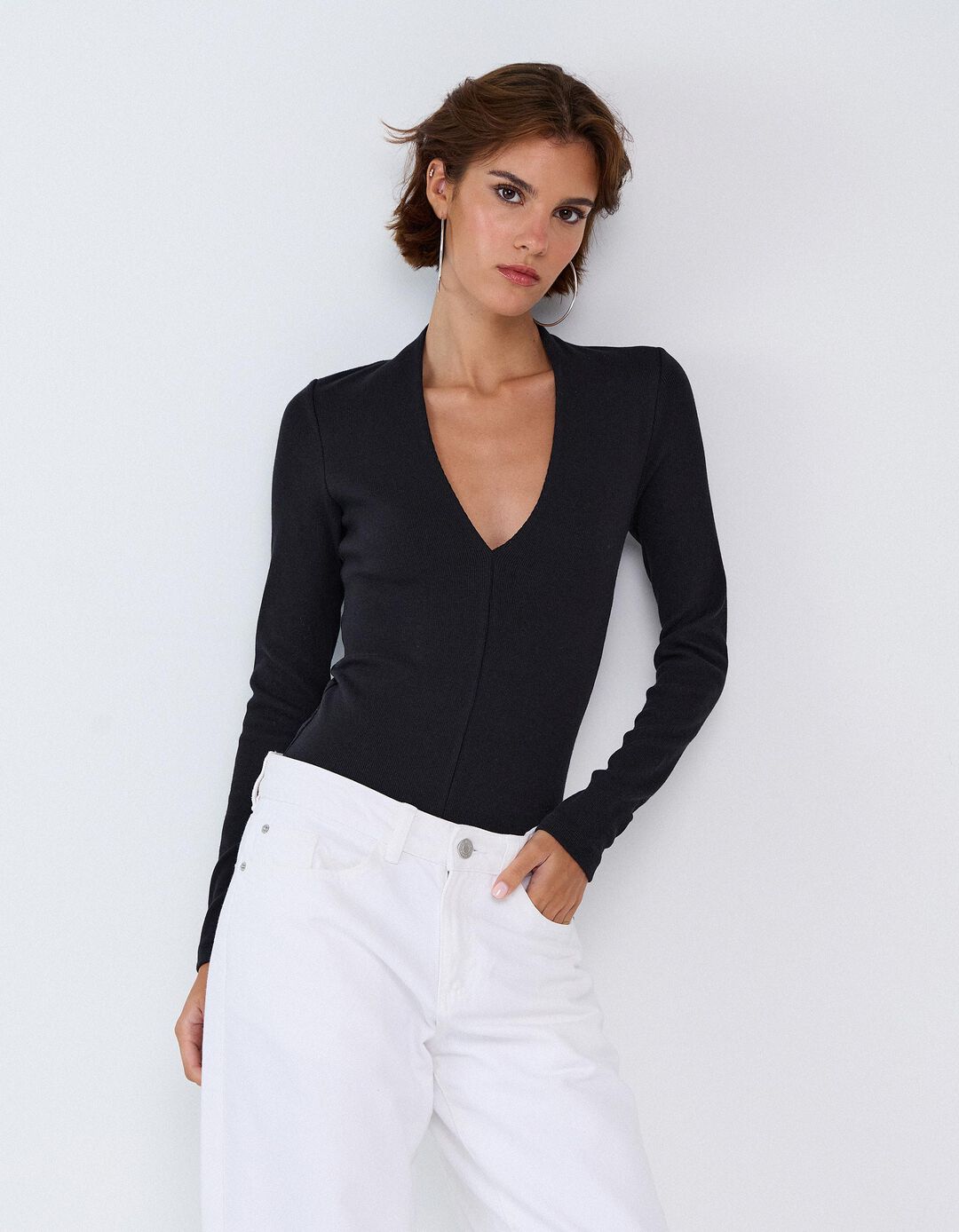 Body De Manga Comprida, Mulher, Preto