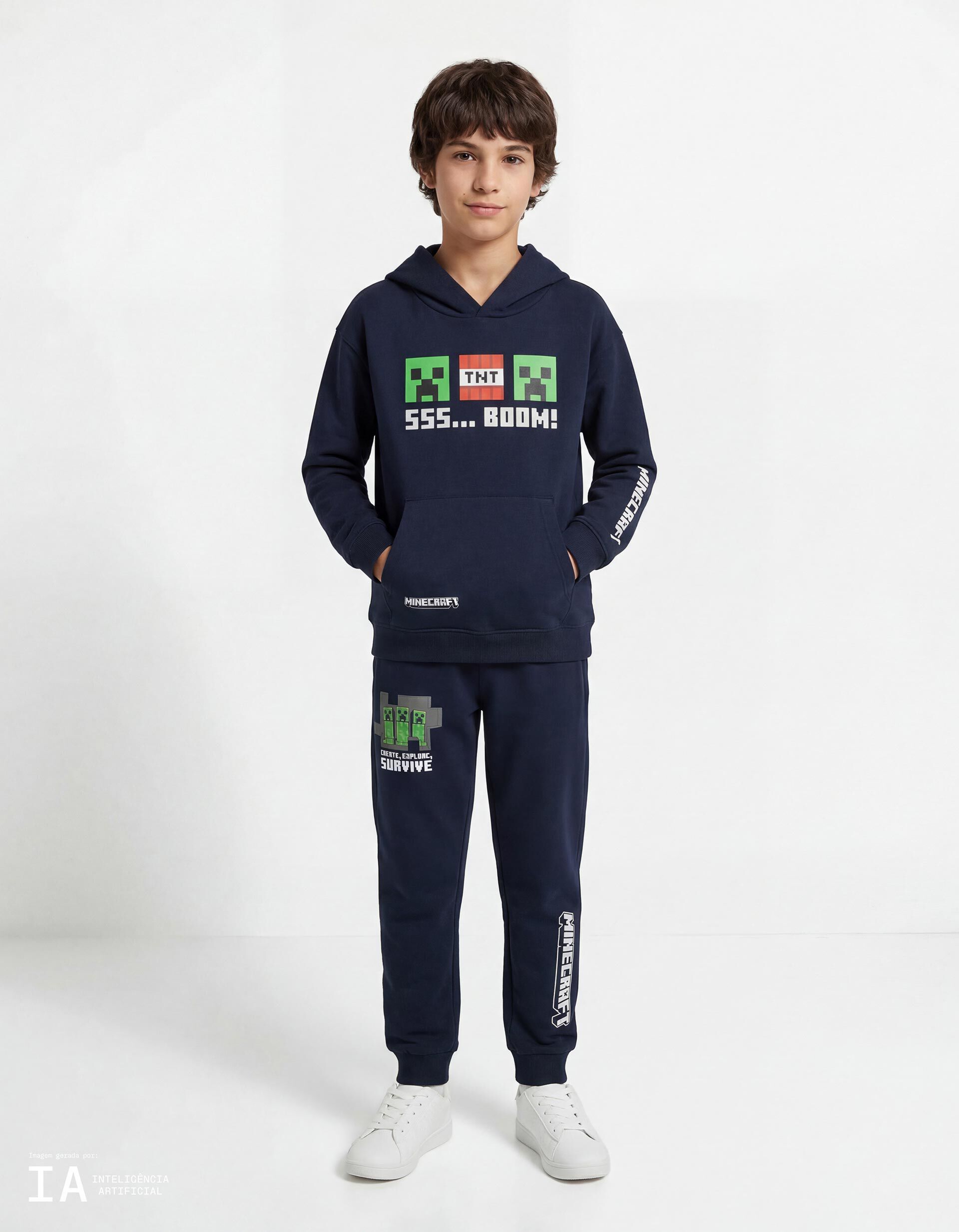 Comprar Online Cal&ccedil;as Jogging de Felpa 'Minecraft', Menino, Azul Escuro