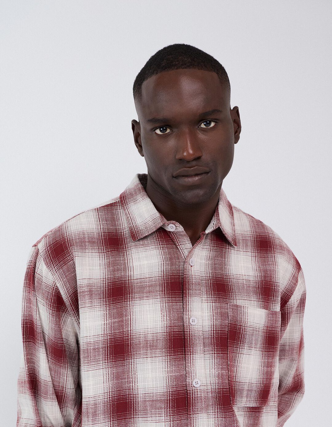 Camisa Aos Quadrados, Homem, Vermelho Escuro