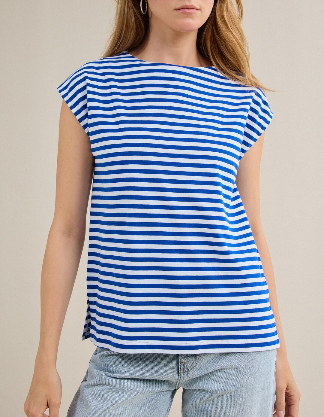 T-shirt Riscas, Mulher, Azul 