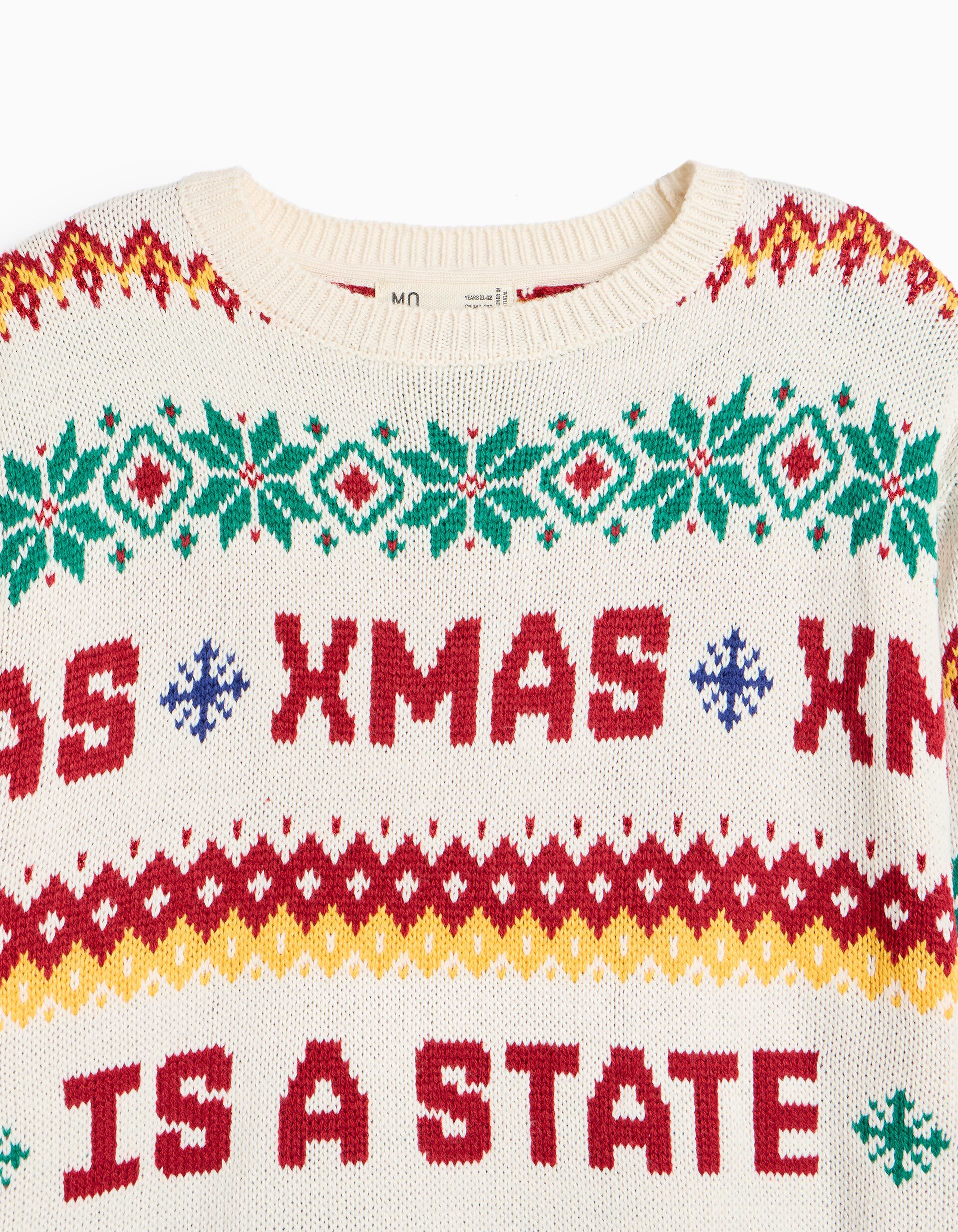 Comprar Online Camisola De Malha De Natal, Menino, Cru