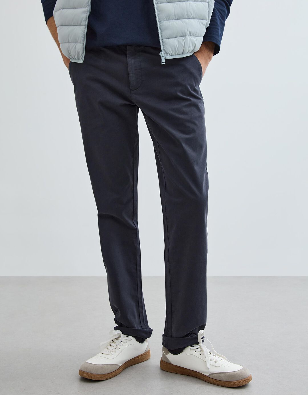 Calças Chino Slim, Homem, Azul Escuro