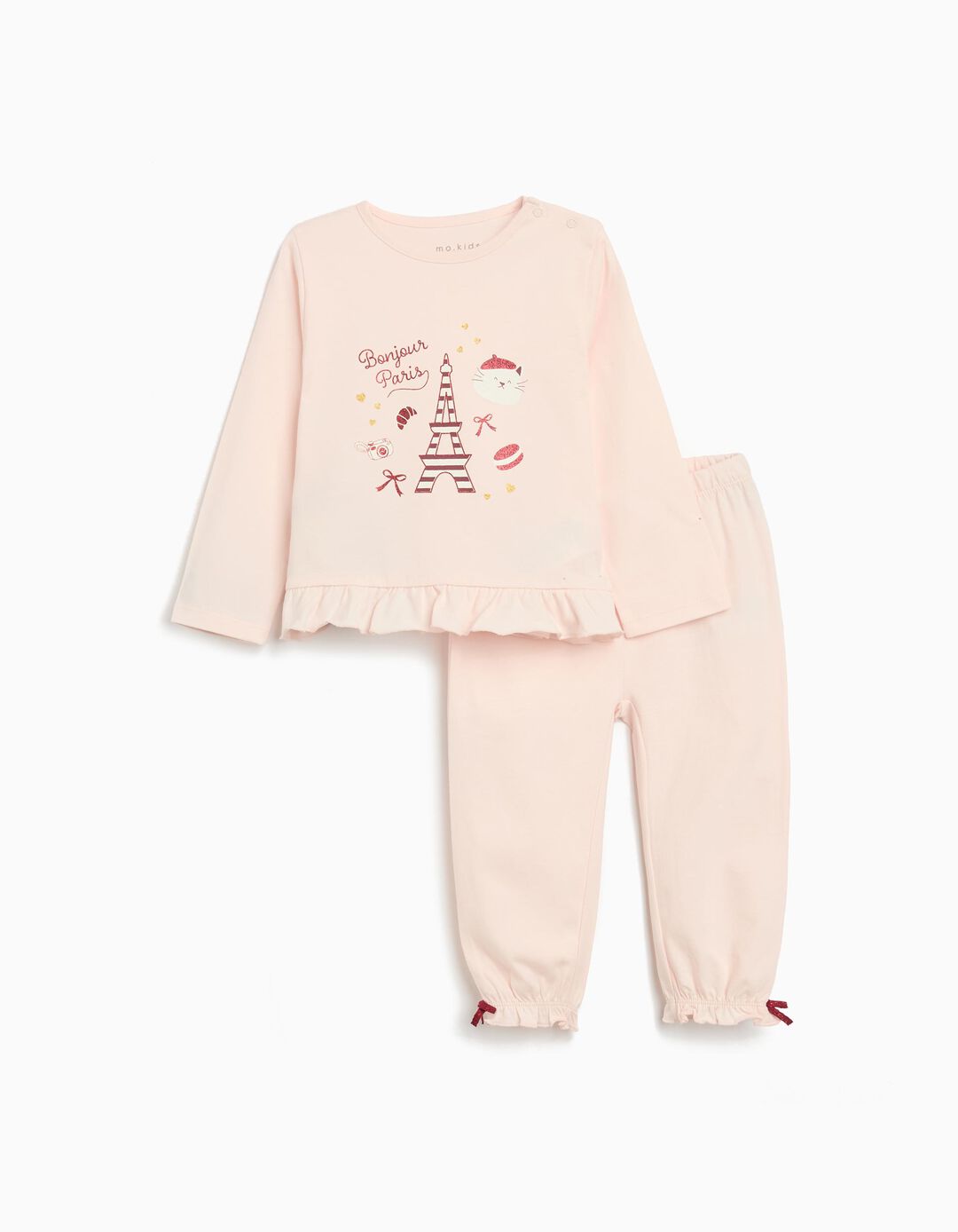 Pijama Jersey, Menina, Rosa Claro 