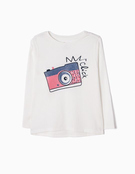 White Long-Sleeved Basic Top, Camera