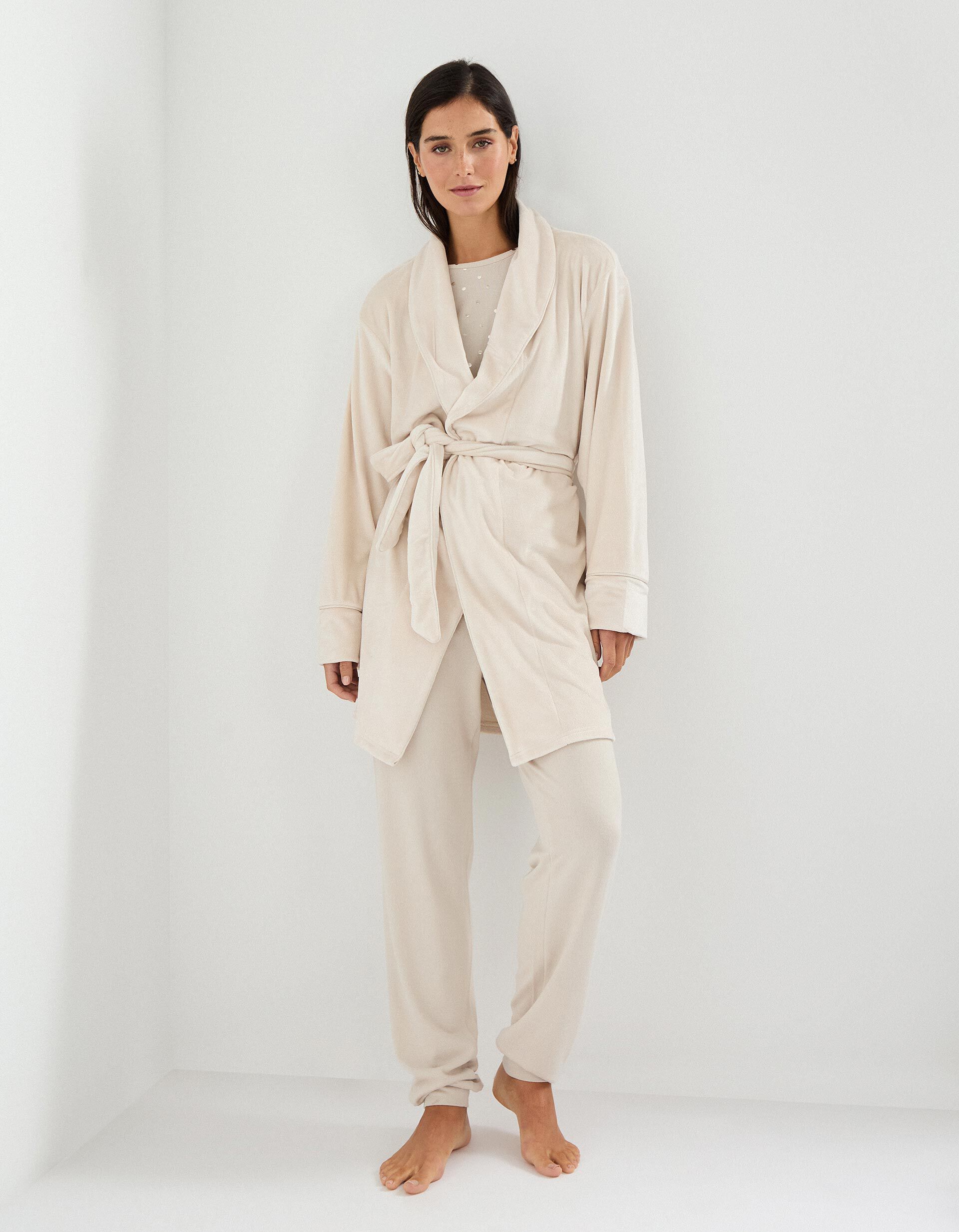 Comprar Online Robe em Veludo, Mulher, Bege Claro 