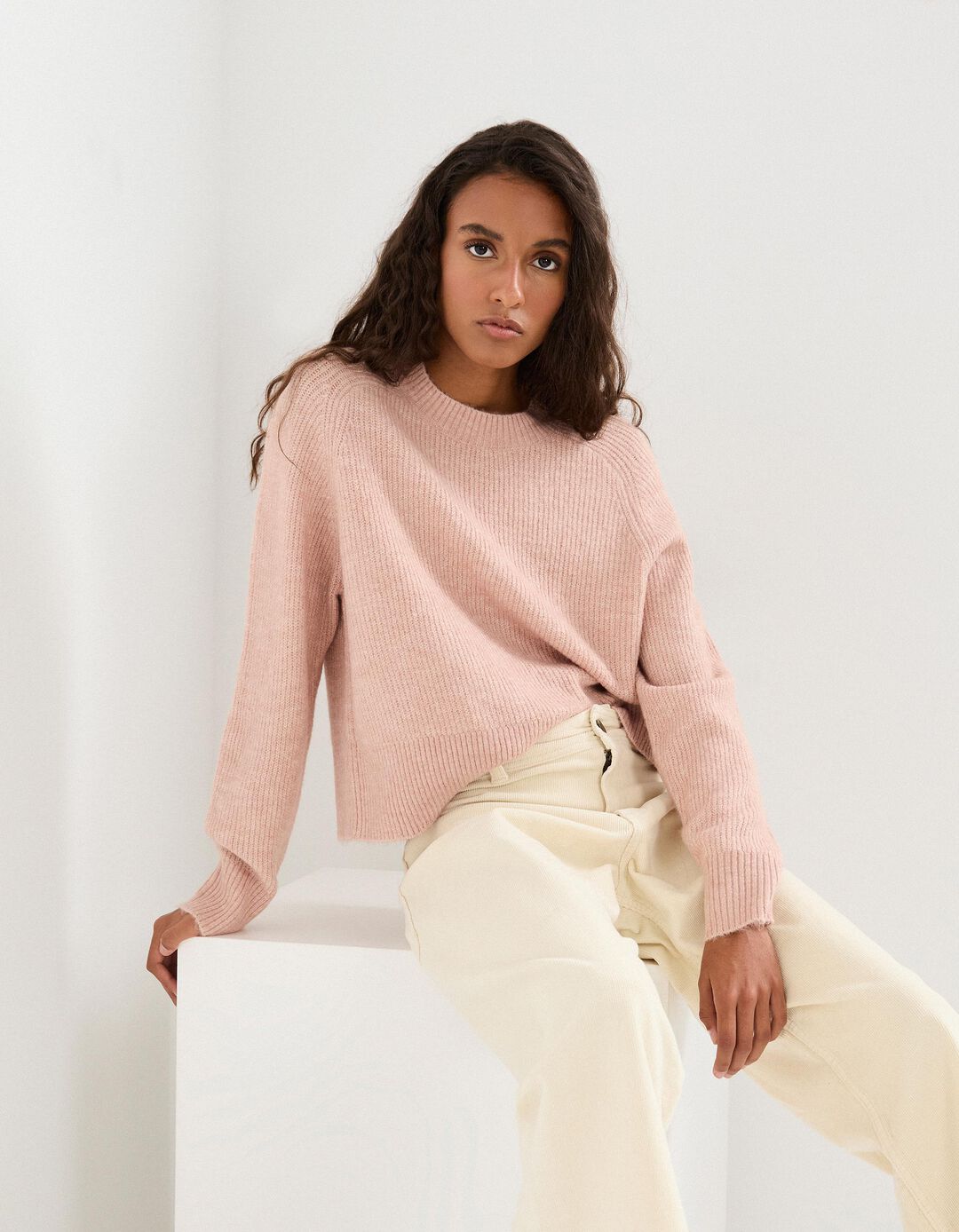 Camisola de Malha, Mulher, Rosa Claro