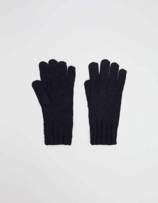 Knitted Gloves, Men, Dark Blue