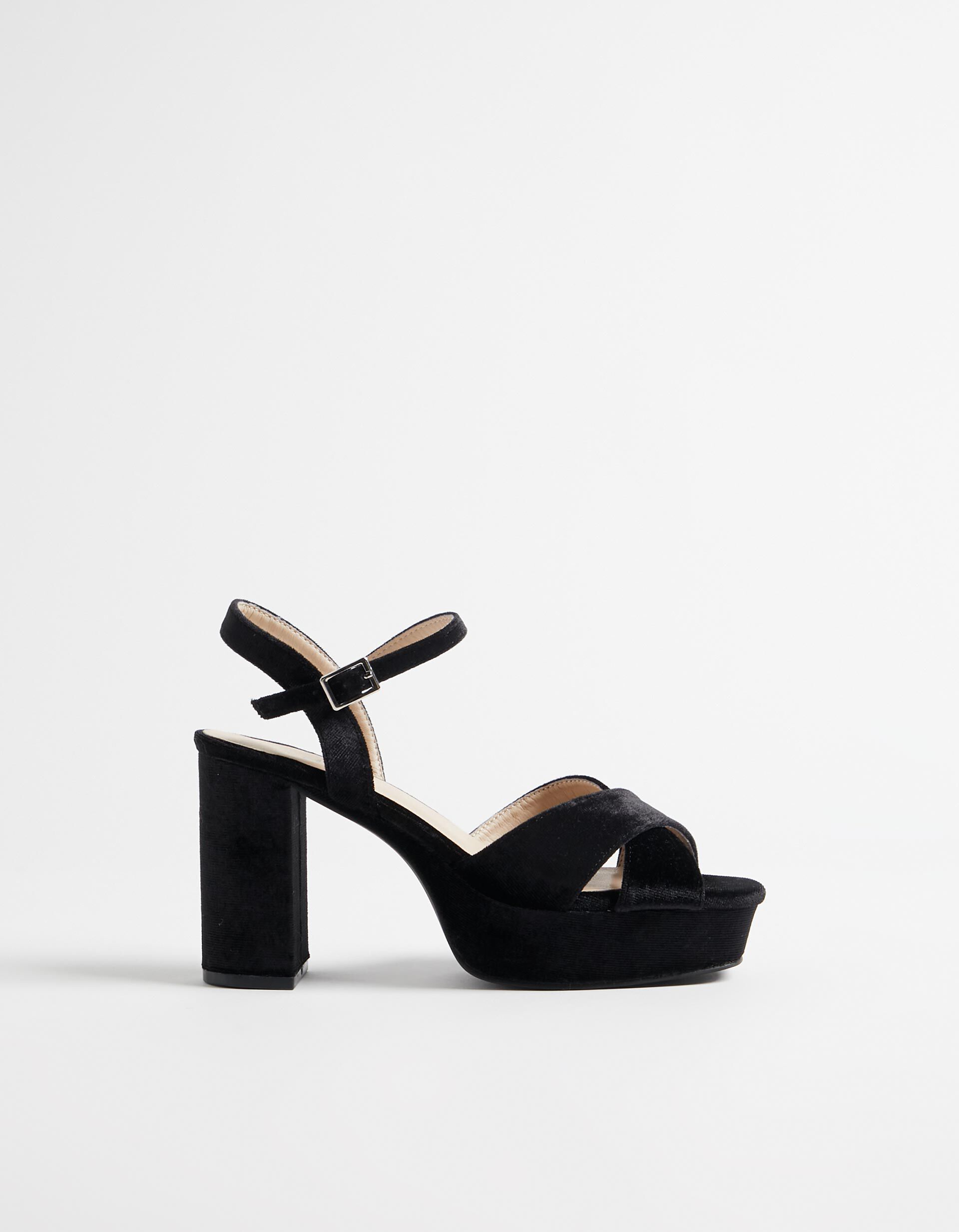 Sand lias de Salto Alto Veludo Mulher Preto MO Online