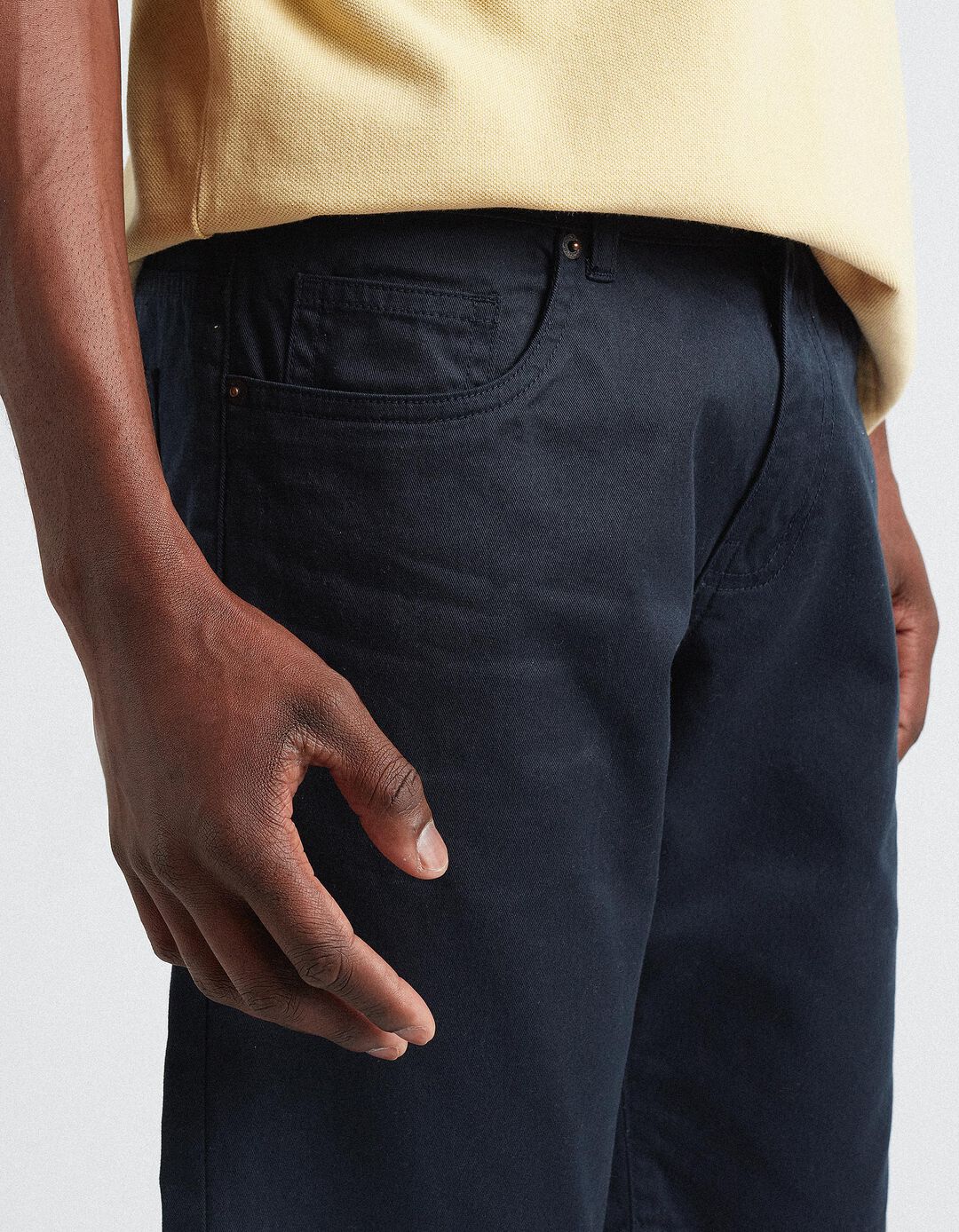 Straight Fit Twill Shorts, Men, Dark Blue