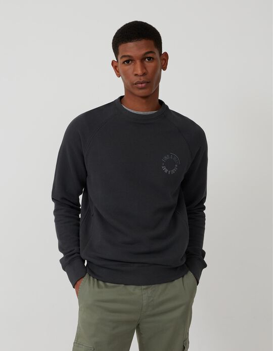 Sweatshirt with Pockets, Men, Dark Grey