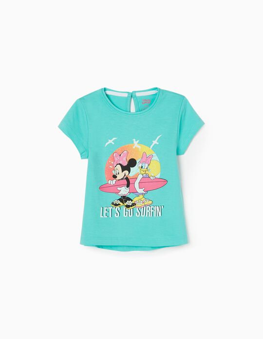 T-Shirt 100% Algodão para Bebé Menina 'Minnie & Daisy', Verde água