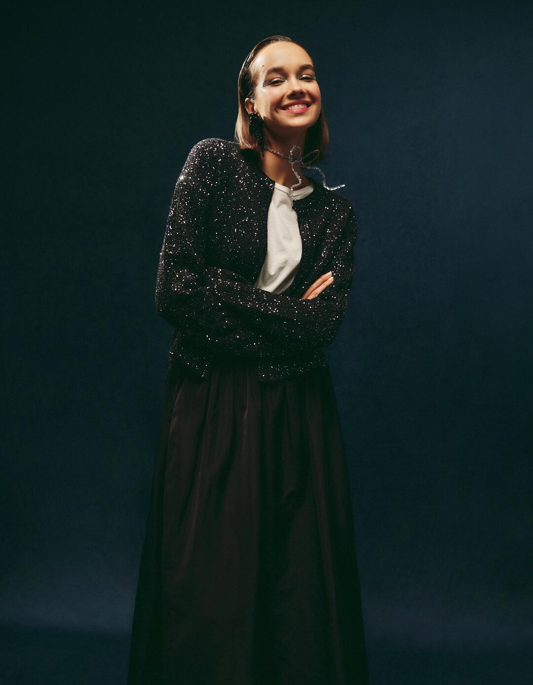 Casaco com Lantejoulas, Mulher, Preto