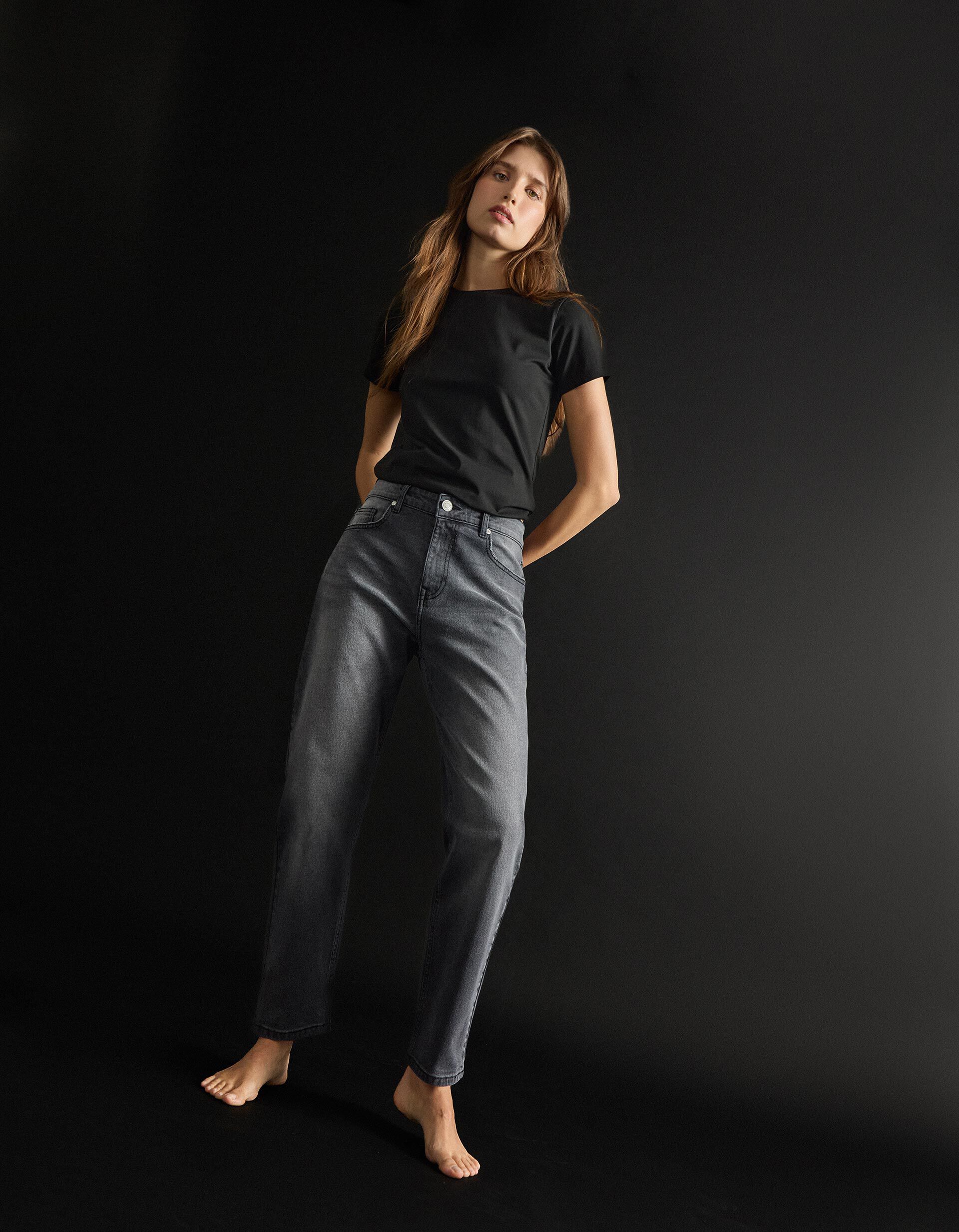 Comprar Online Cal&ccedil;as de Ganga 'Tapered Mom Fit', Mulher, Cinzento Claro 