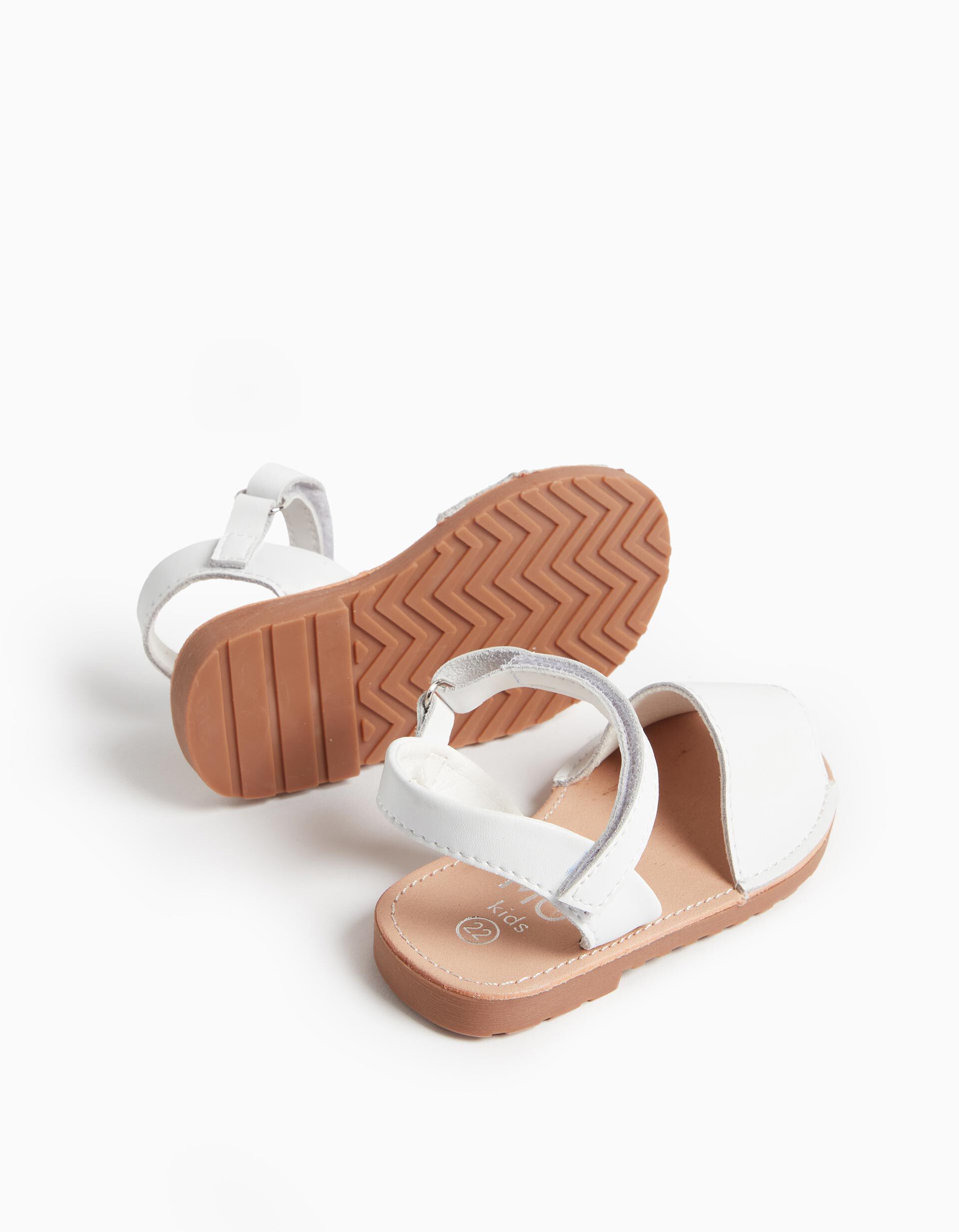 Leather Sandals, Baby Girls, White MO Online