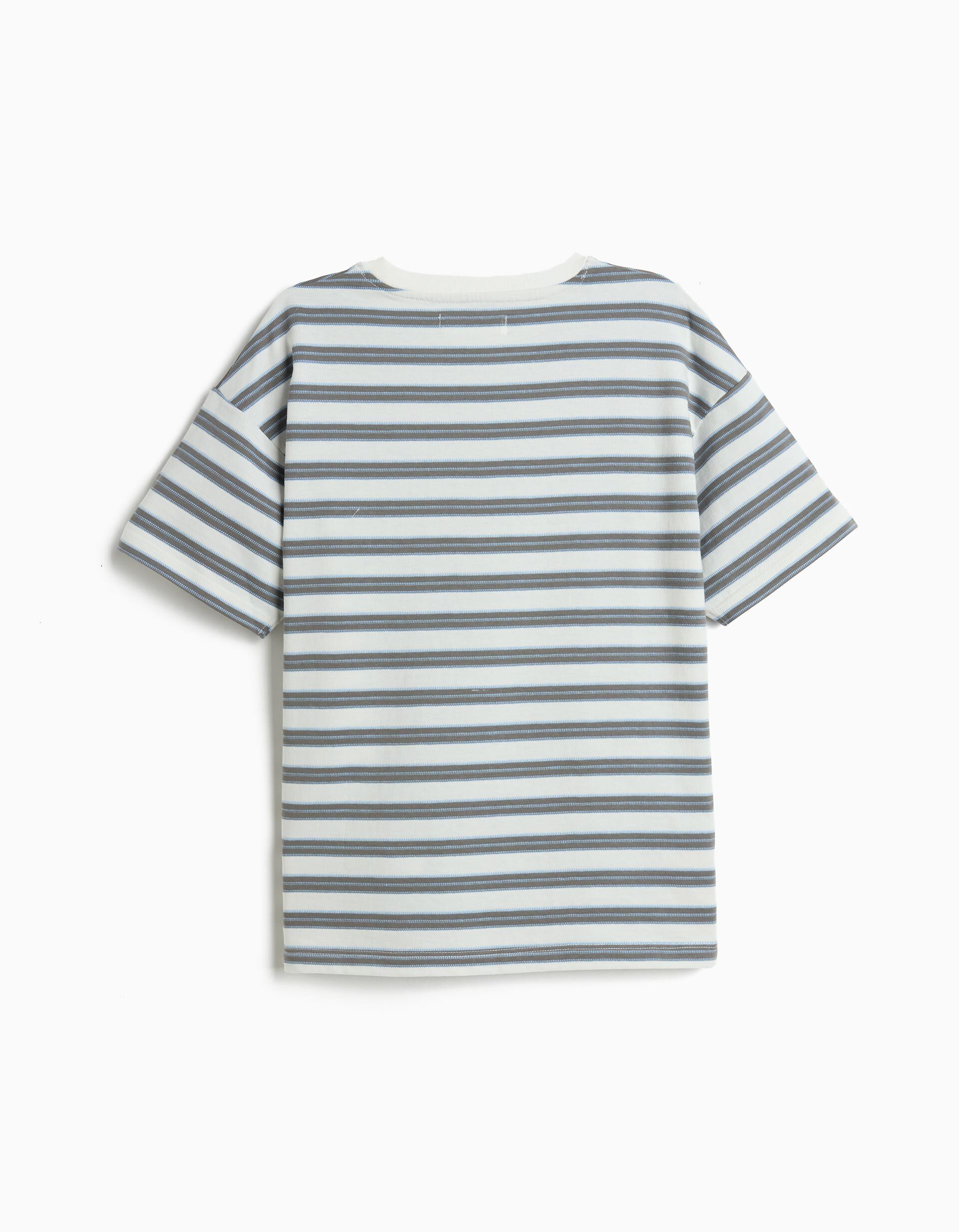 Comprar Online T-shirt &agrave;s Riscas, Menino, Cinzento