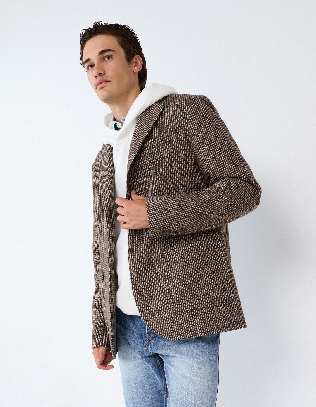 Blazer Xadrez, Homem, Castanho Escuro