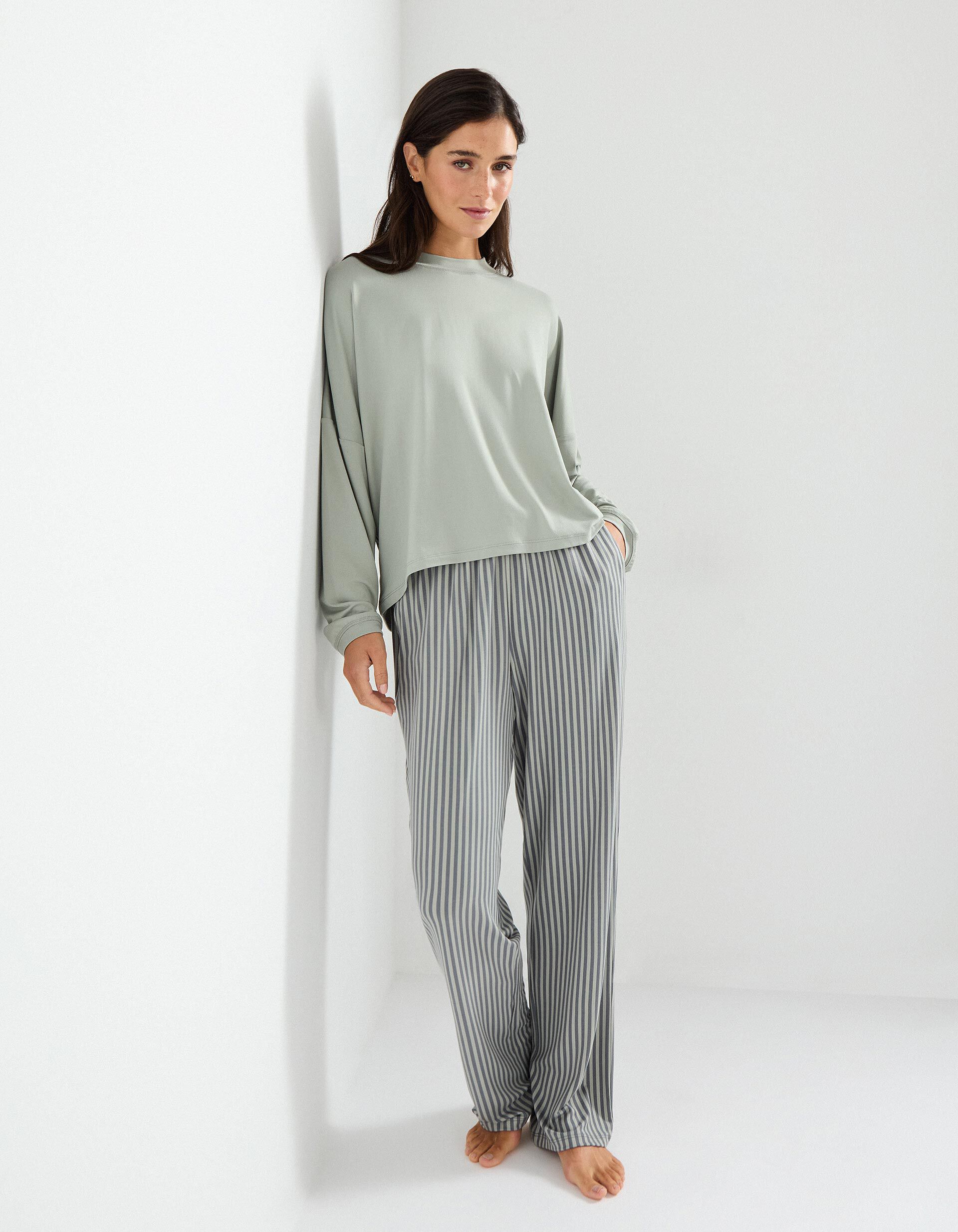 Comprar Online Pijama Riscas, Mulher, Cinzento Claro 