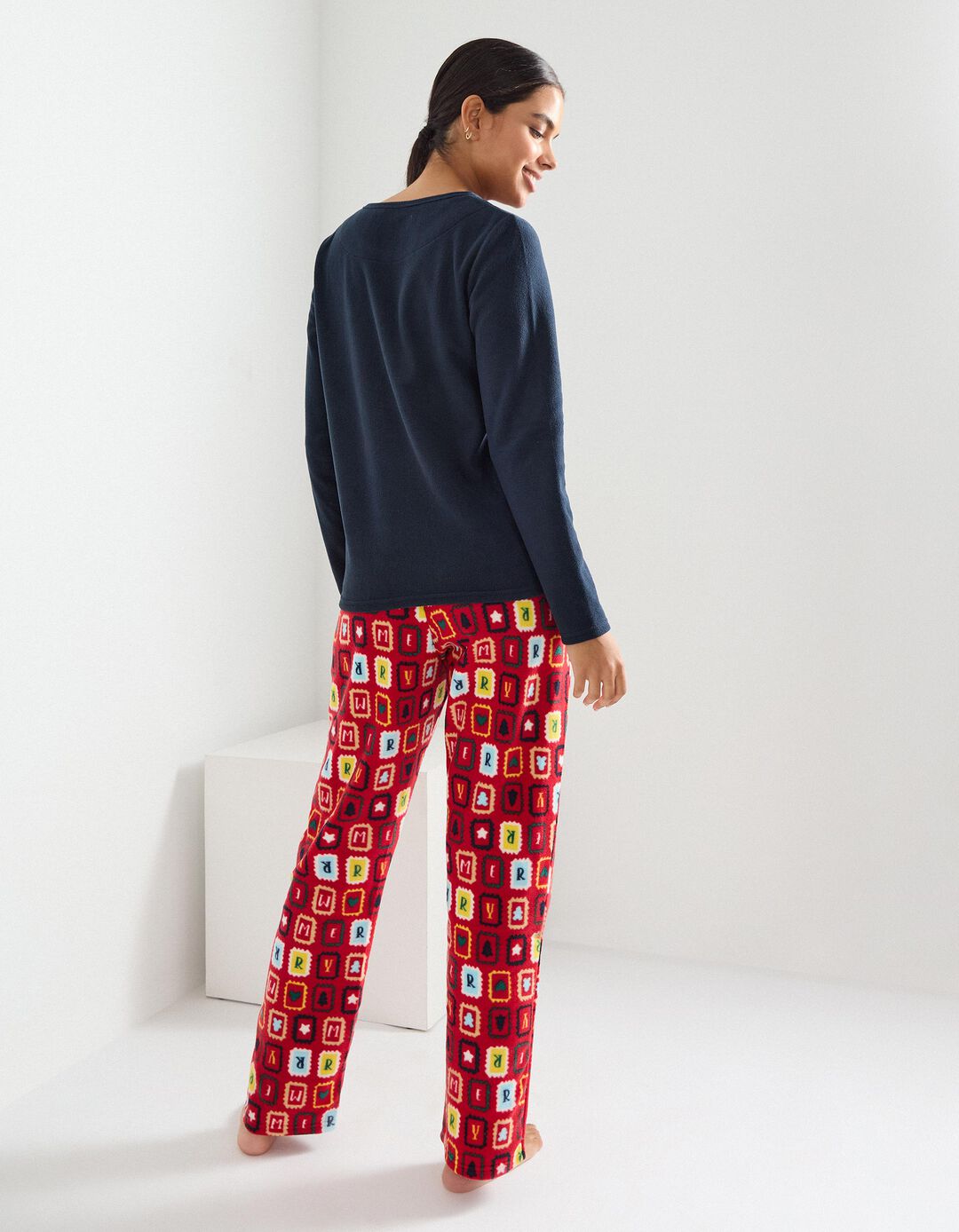 Pijama Polar Natal, Mulher, Azul Escuro