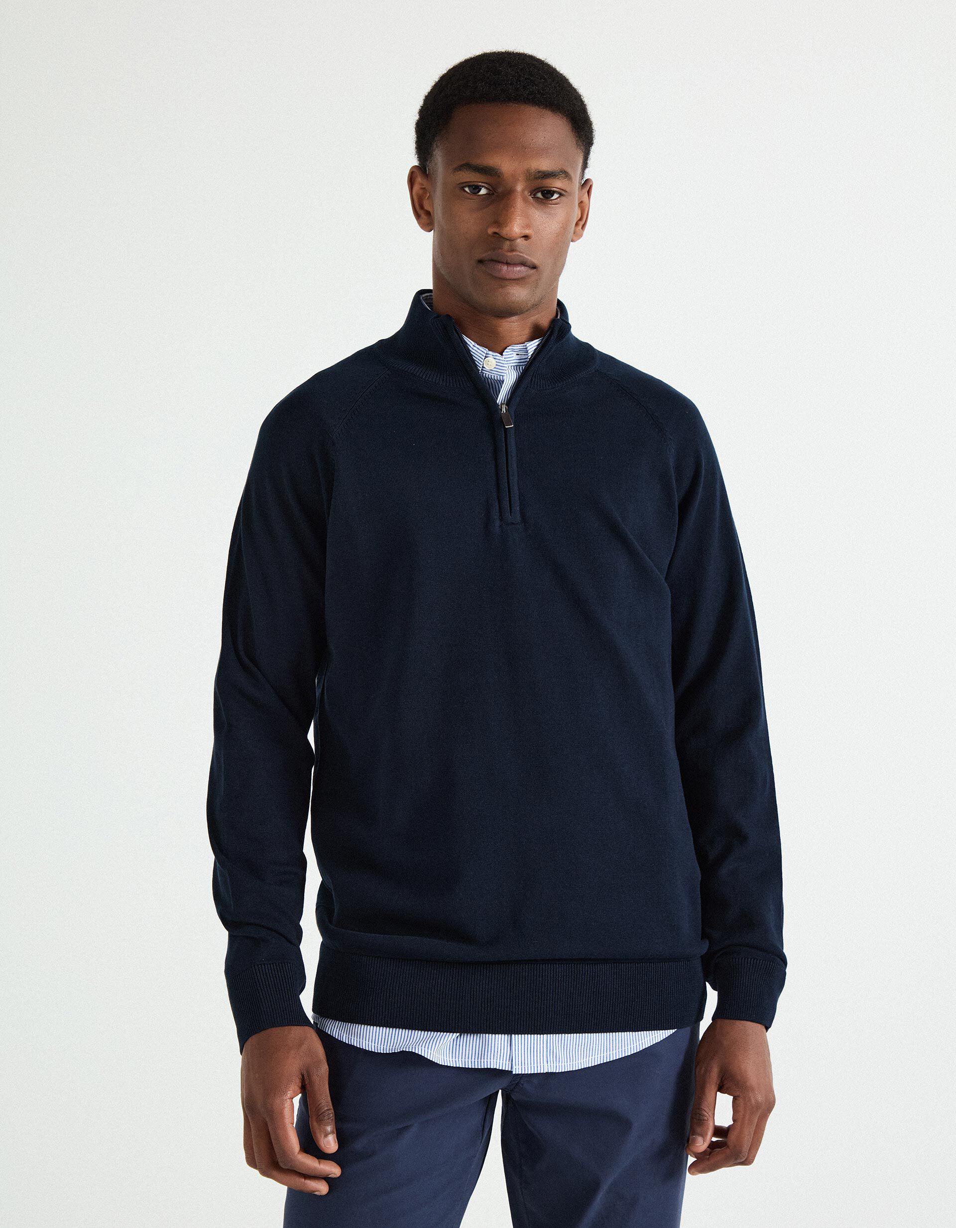 Comprar Online Camisola de Malha Fecho de Correr, Homem, Azul Escuro