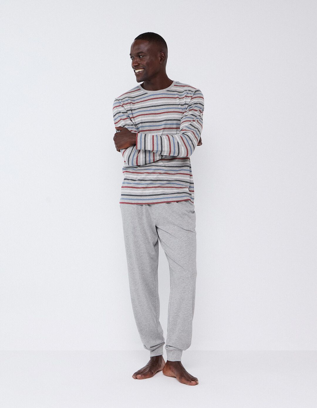 Pijama &Agrave;s Riscas, Homem, Cinzento