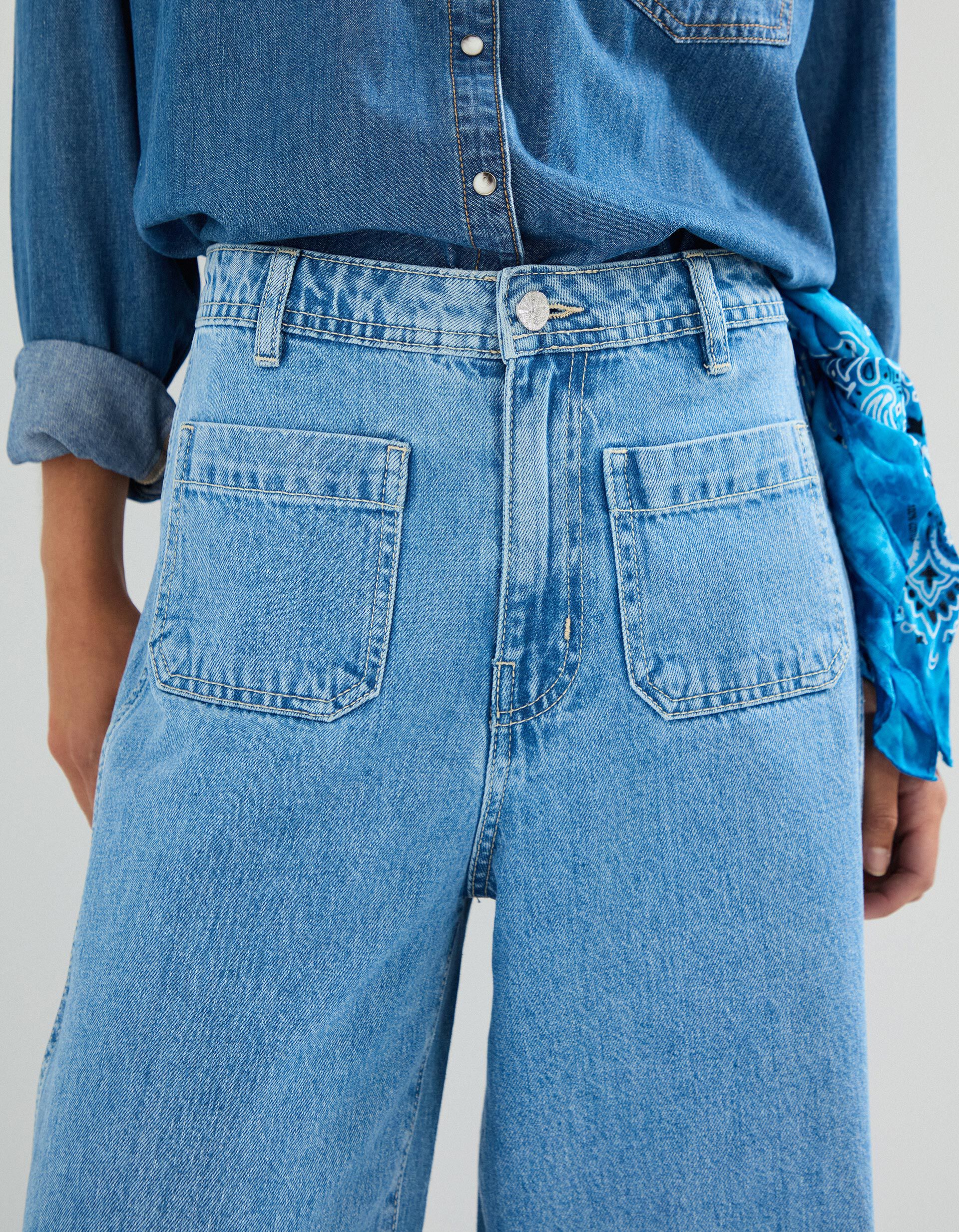 Comprar Online Cal&ccedil;as de Ganga Wide Leg, Mulher, Azul